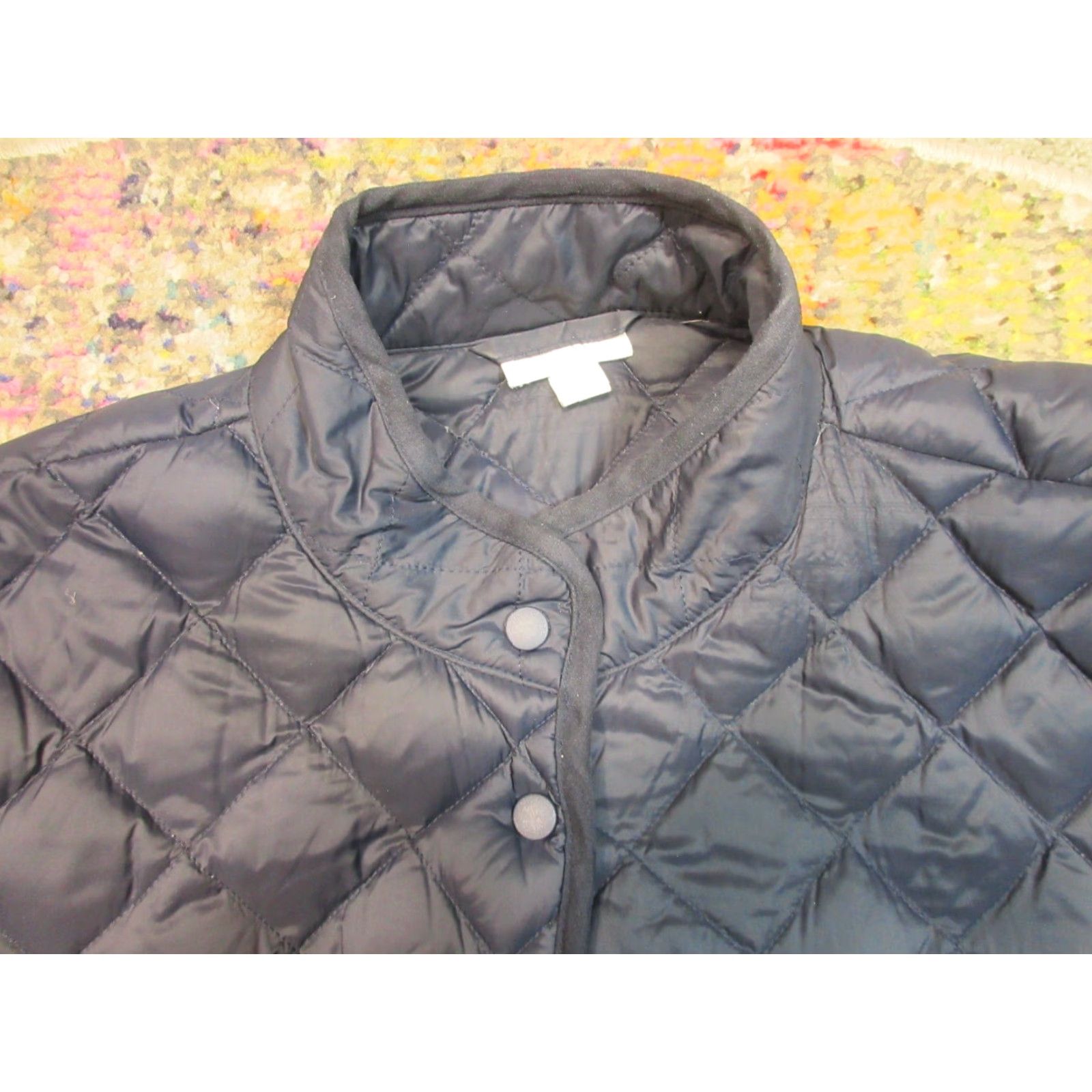J. Jill J Jill Down Puffer Jacket Parka Womens S Navy Snap Front Quilted Long Lightweight Coat Size S / US 4 / IT 40 - 3 Thumbnail