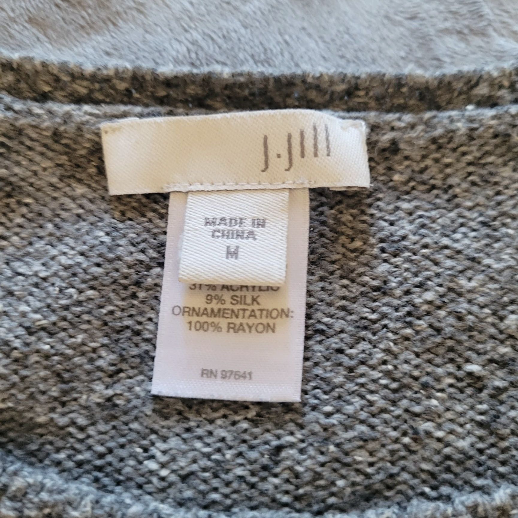 J. Jill J Jill Sweater Top Womens Medium Gray Silk Blend Long Sleeve Classic Career Shirt Size M / US 6-8 / IT 42-44 - 3 Thumbnail