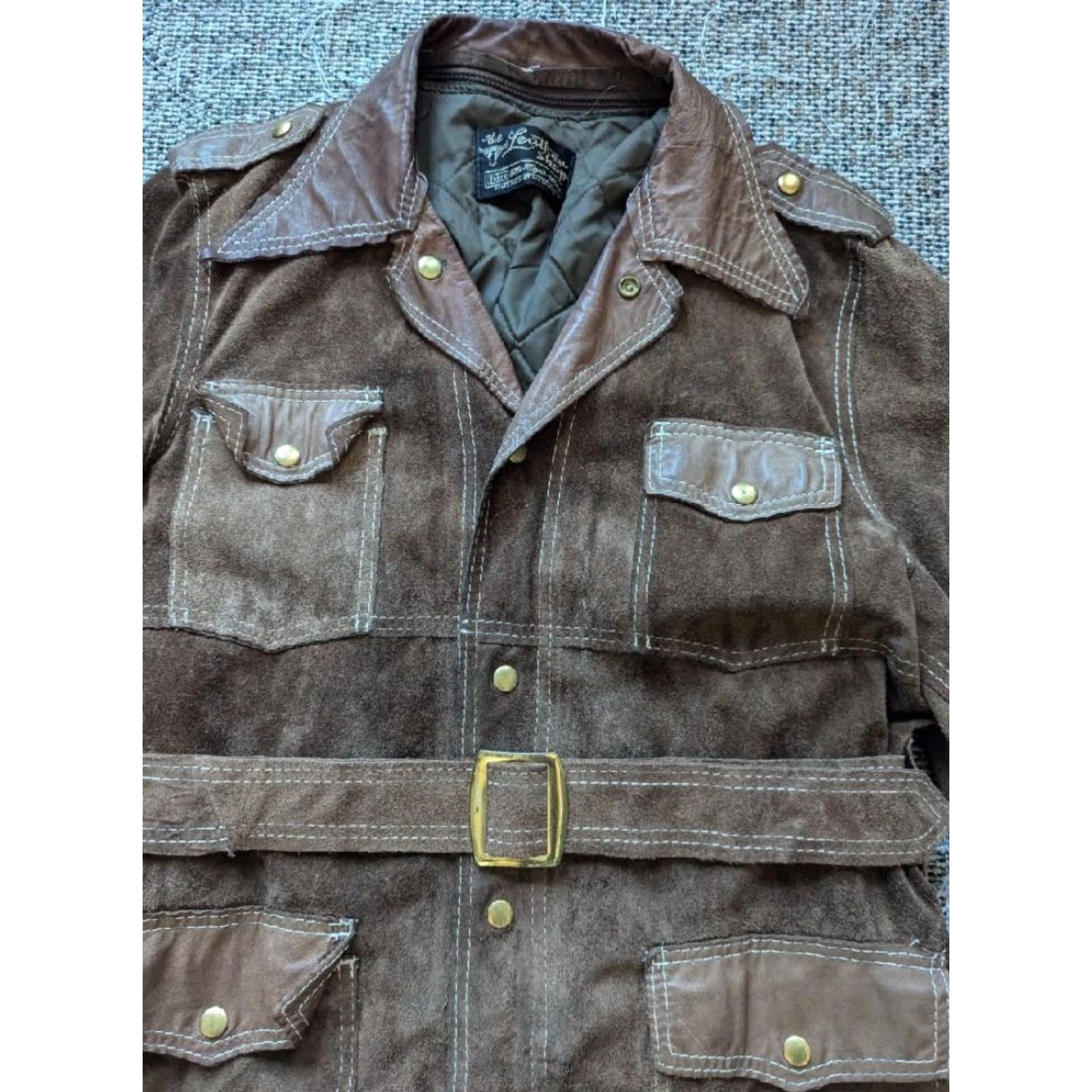 Sears VINTAGE SEARS COAT leather split-suede COWHIDE belted western jacket 42 M Brown Mens Size US M / EU 48-50 / 2 - 4 Thumbnail