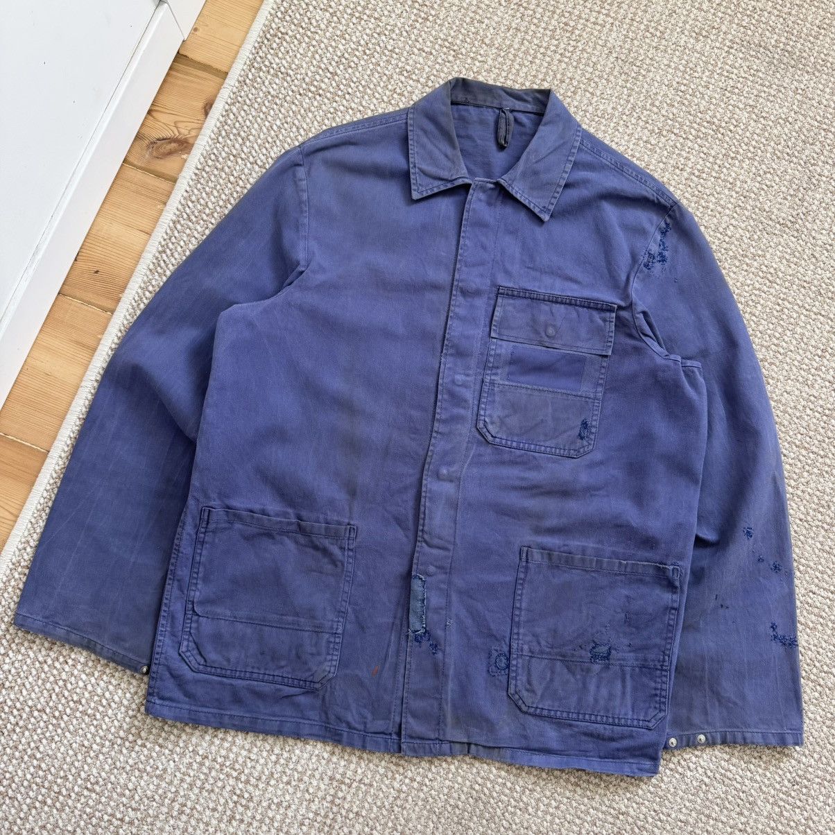 Le Laboureur Distressed blue cotton works french chore sanfor jacket Size US M / EU 48-50 / 2 - 1 Thumbnail