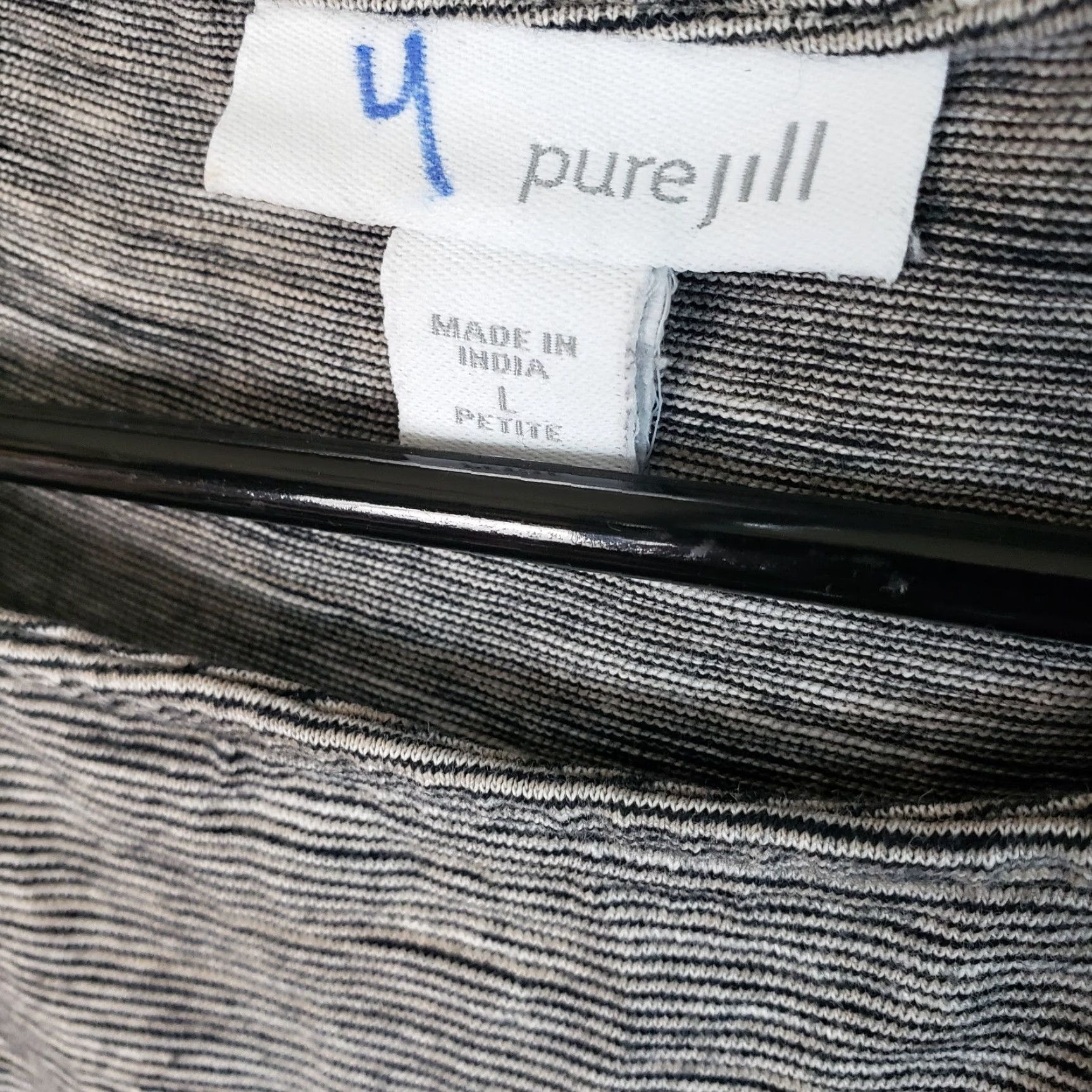 Vintage PureJill Womens Long Sleeve Top Blouse Size PL Petites Black Beige Cotton Shirt Womens Size L / US 10 / IT 46 - 5 Thumbnail