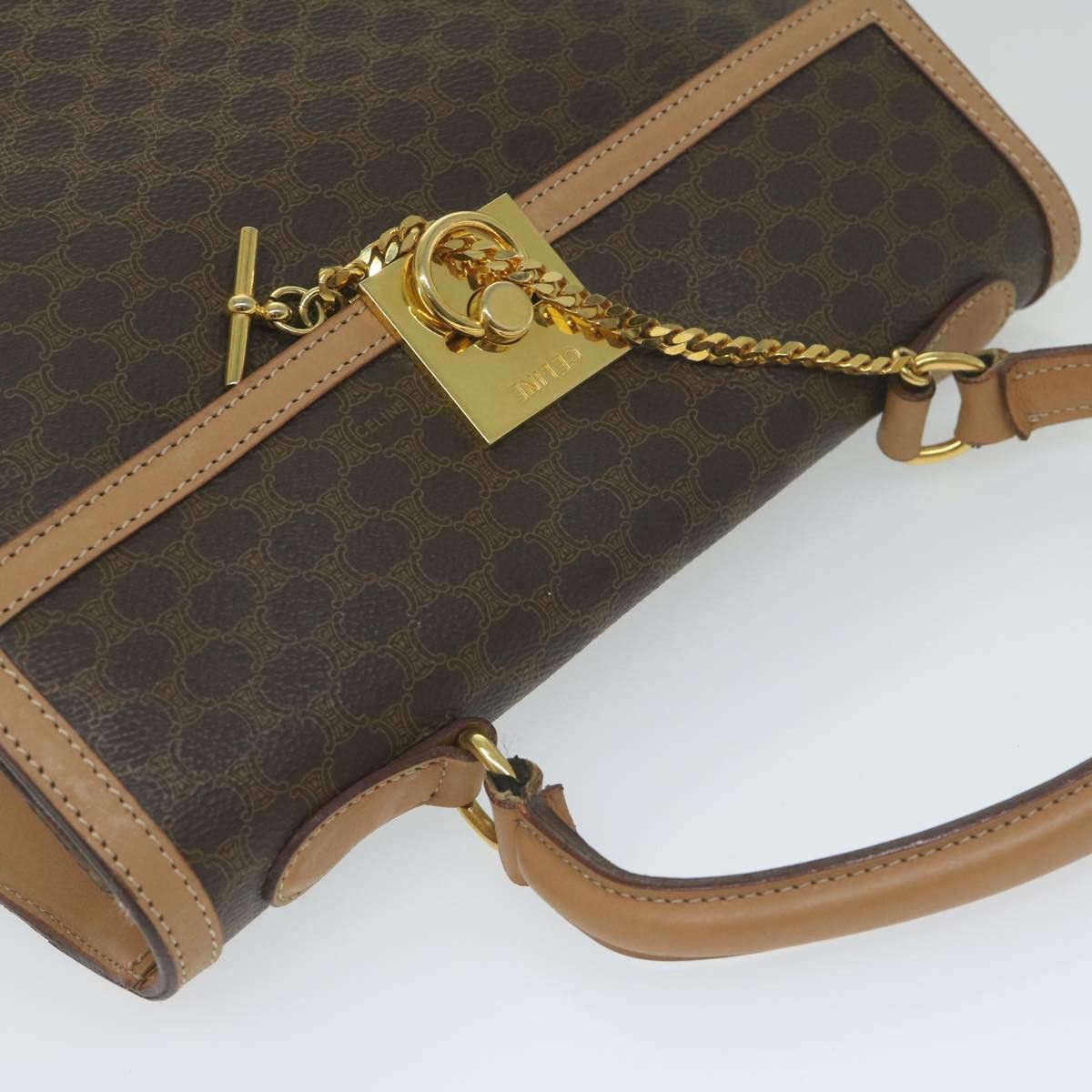 Celine CELINE Macadam Canvas Hand Bag Pvc Leather Brown Size ONE SIZE - 6 Thumbnail