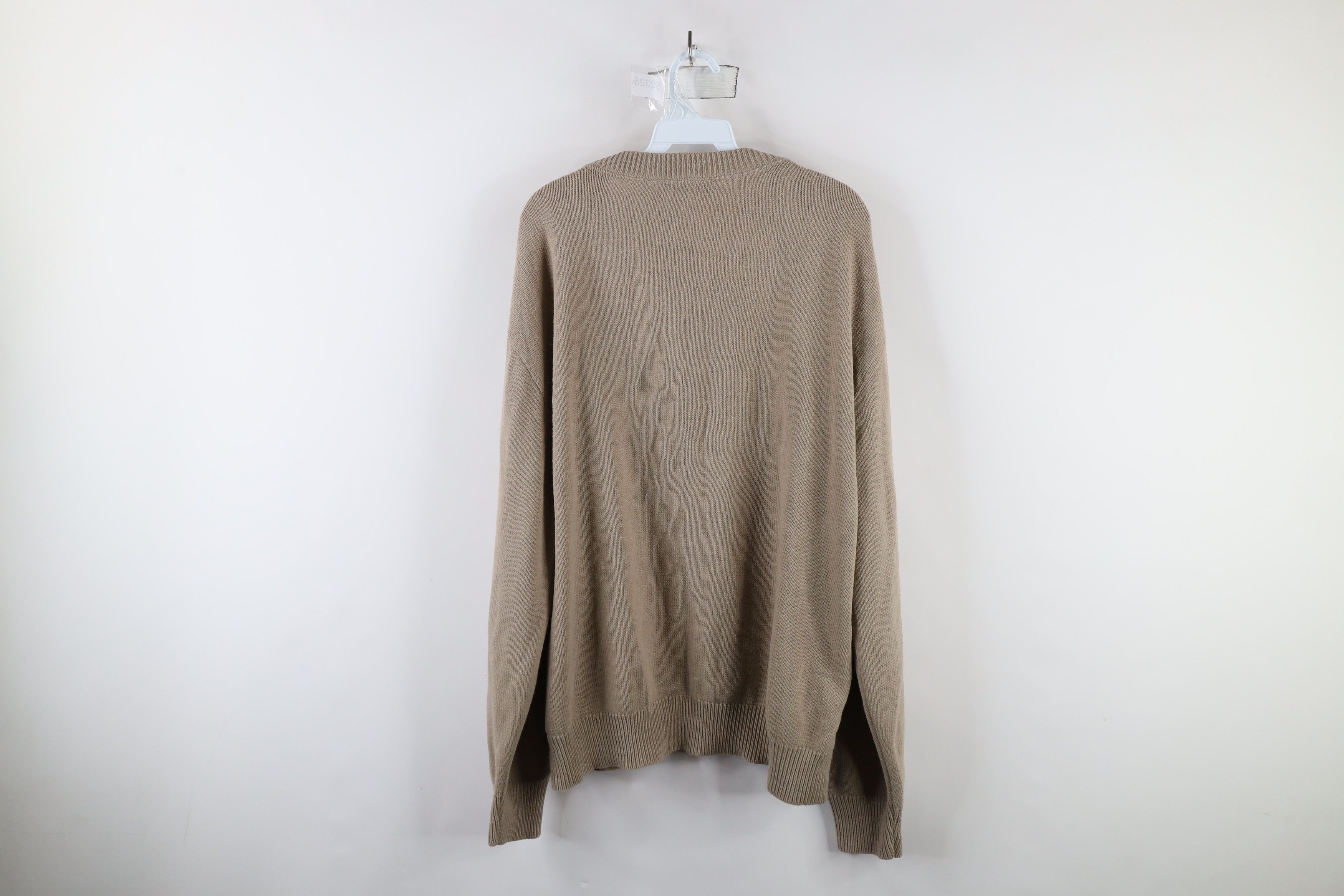 Vintage Vintage 90s Streetwear Blank Knit V-Neck Sweater Beige Size US XXL / EU 58 / 5 - 7 Thumbnail