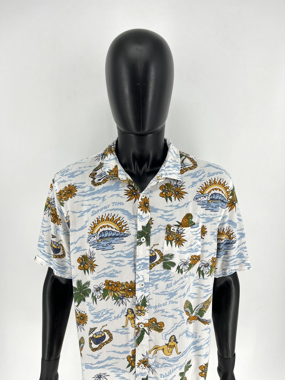 Quiksilver Vintage Crazy Quiksilver Hawaiian Sexy Girl Shirt Buttons Size US L / EU 52-54 / 3 - 5 Thumbnail