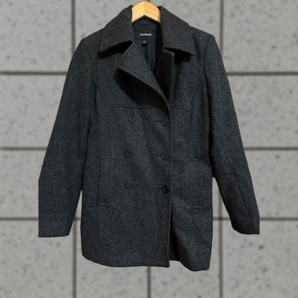 Express Express Womens Dark Gray Button Up Wool Peacoat Winter Jacket Size 3/4 Size XS / US 0-2 / IT 36-38 - 1 Thumbnail