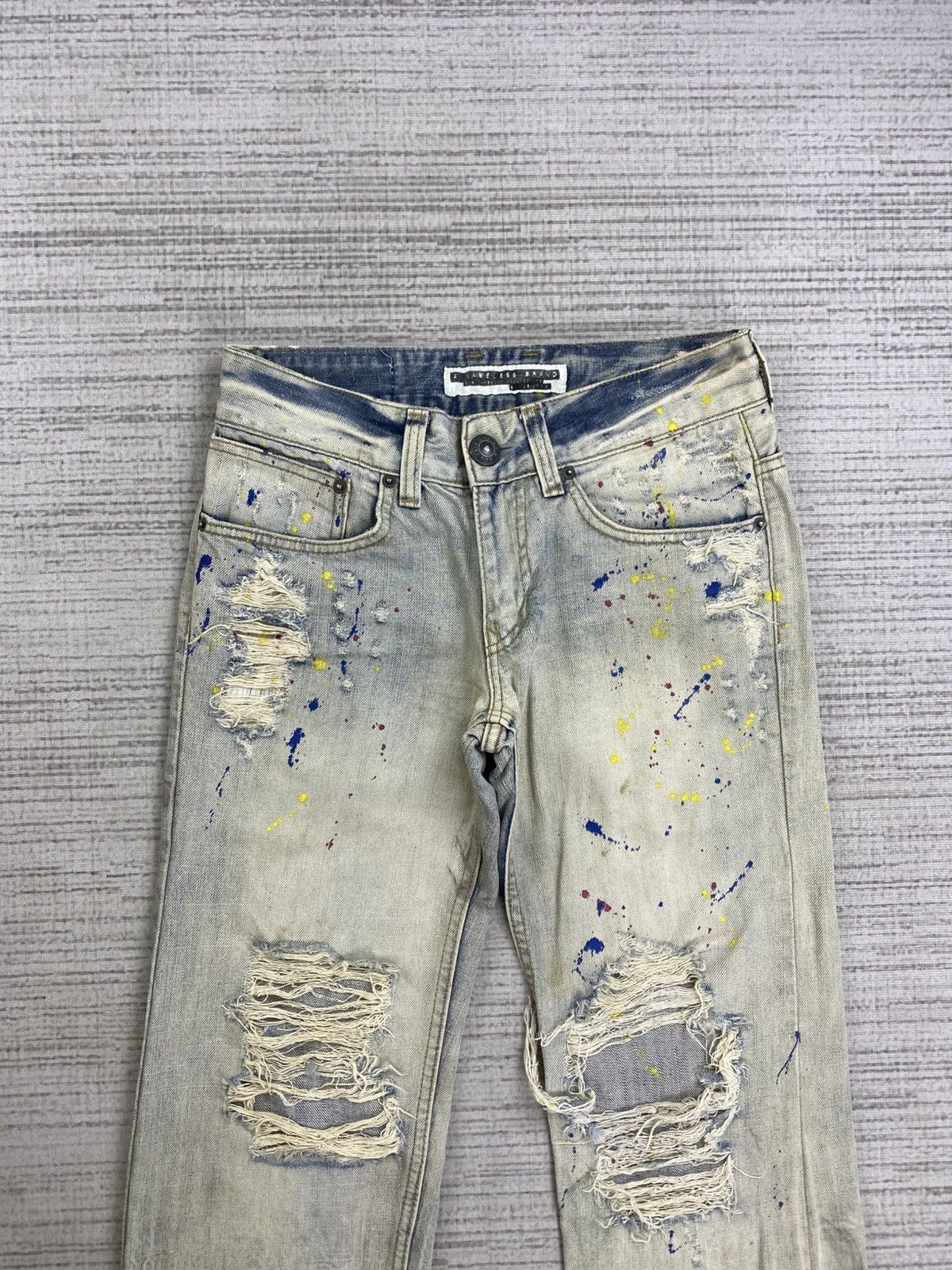 If Six Was Nine 🔥Vtg A Nameless Brand Splatter Paint Distressed Denim Jeans Size US 28 / EU 44 - 5 Thumbnail