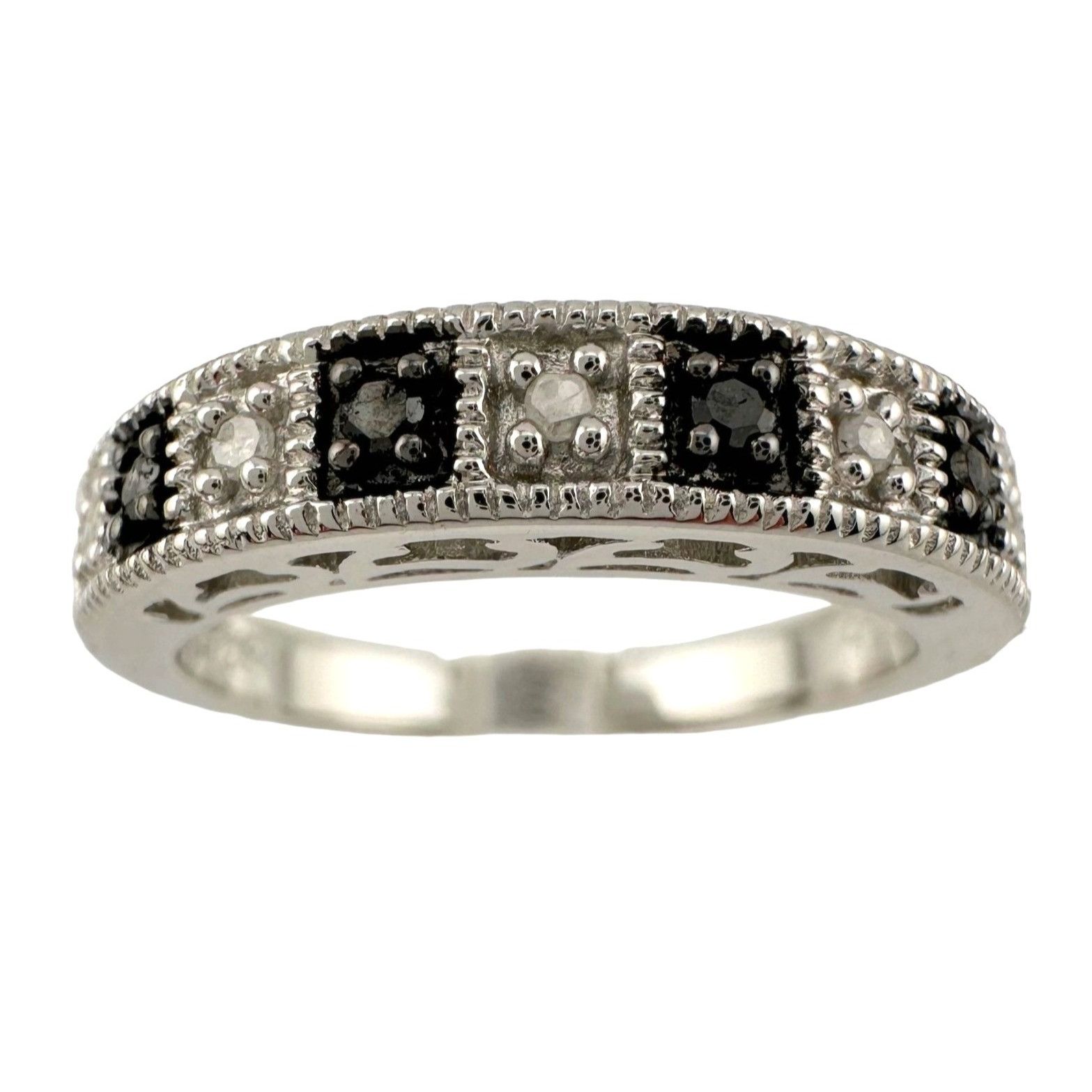 Other Natural Black and White Diamond Band Ring - size 7.25 Size ONE SIZE - 1 Thumbnail