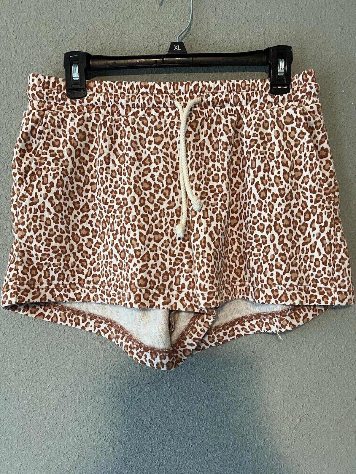 Designer Lou & Grey Leopard Print Terry Shorts Sz M Size 32" / US 10 / IT 46 - 2 Thumbnail