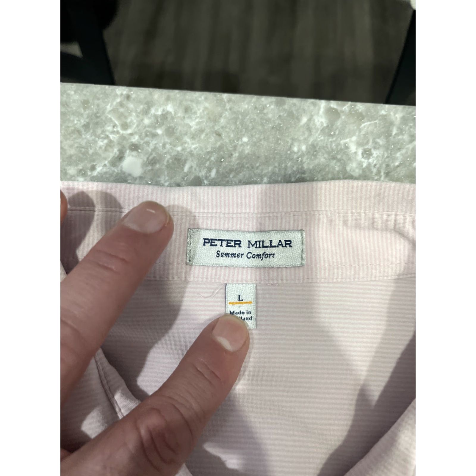 Peter Millar Peter Millar Polo Shirt L Men Pink Short Sleeve Performance Golf Summer Comfort Regular Solid Embroidered Button Size US L / EU 52-54 / 3 - 3 Thumbnail
