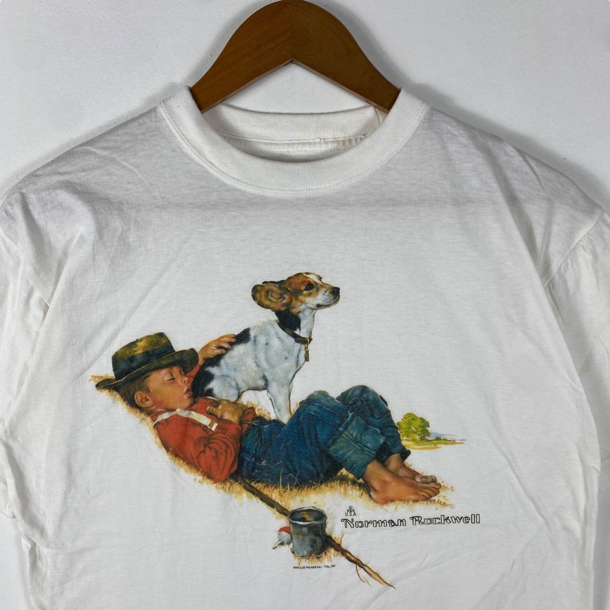 Vintage Vintage 90's NORMAN ROCKWELL A Boy And His Dog Painting Tee Size US L / EU 52-54 / 3 - 2 Thumbnail