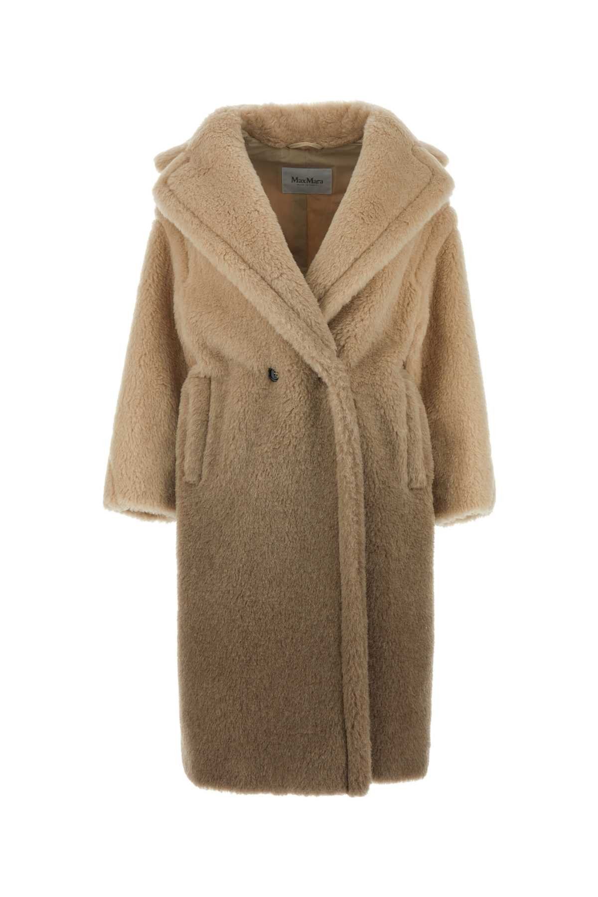 image of Max Mara Sand Teddy Gatto Coat in Beige O Tan, Women's (Size Medium)