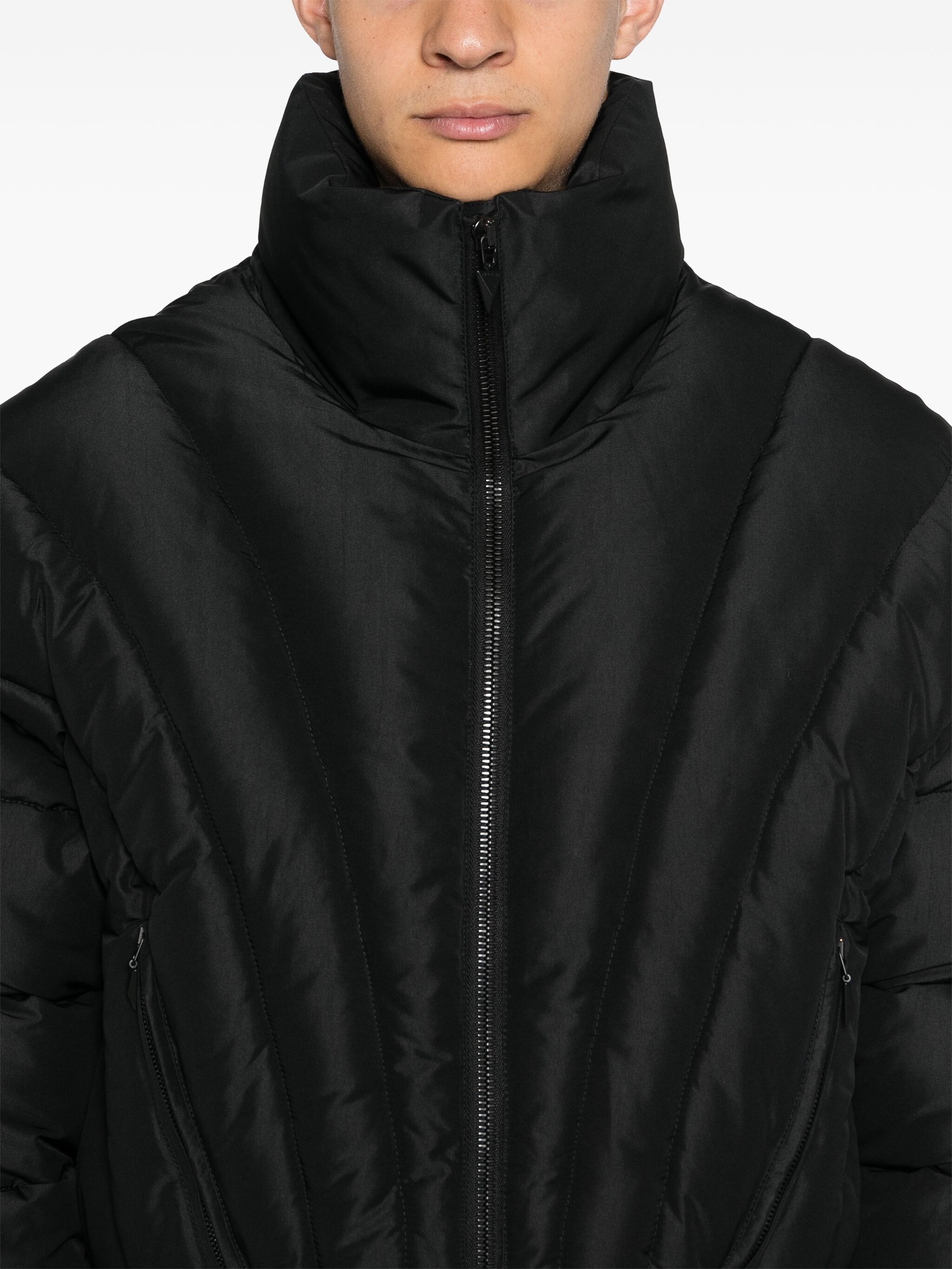 Mugler o1s22i1n1124 Cropped Bomber Jacket in Black Size US M / EU 48-50 / 2 - 5 Thumbnail