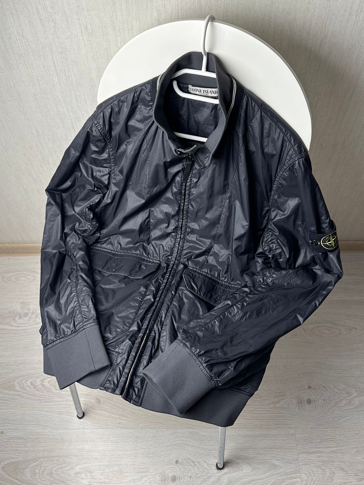 Pre-owned Archival Clothing X Stone Island 2011 Black Tyveck Micro Rip Stop Bomber Jacket