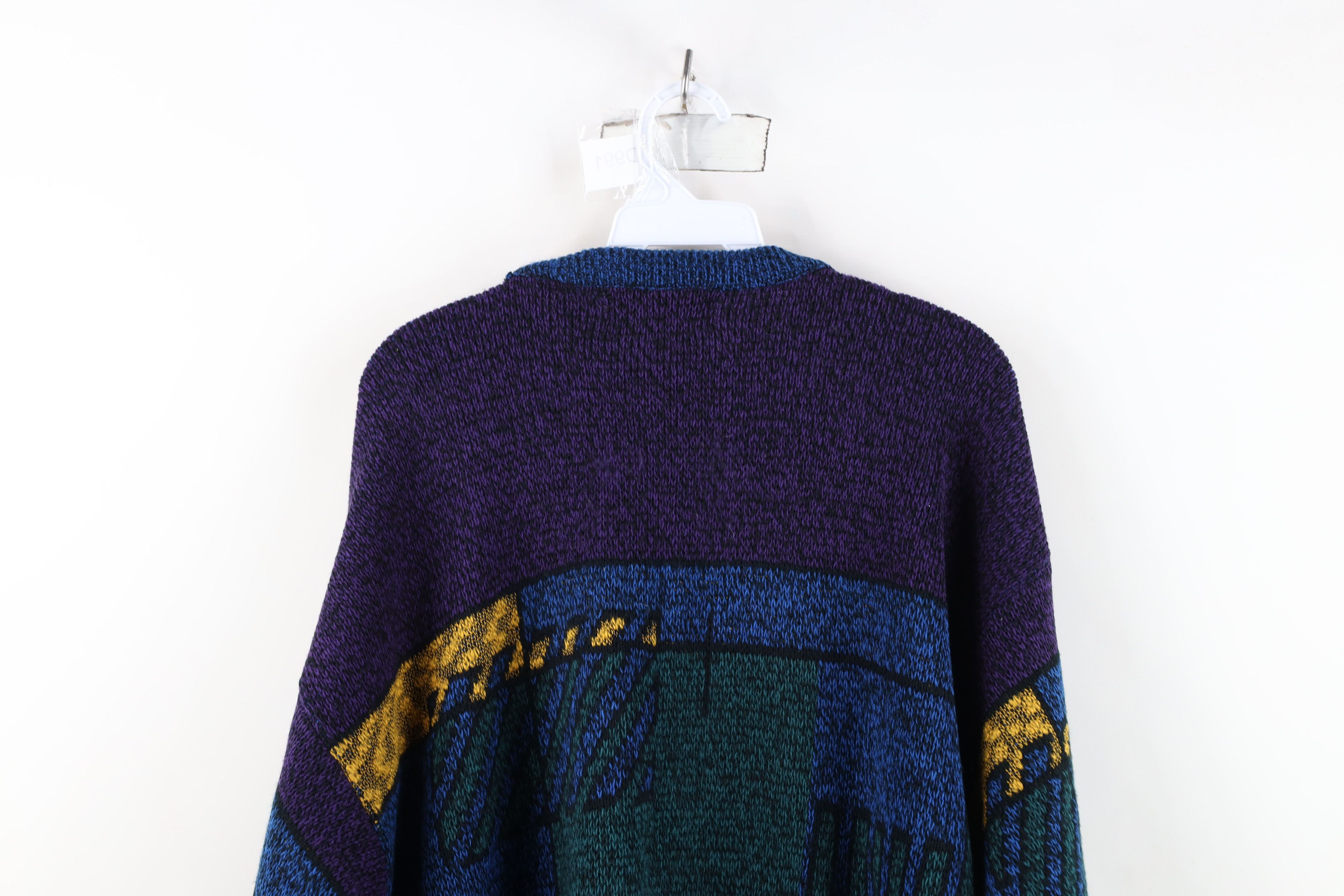 Vintage Vintage 90s Streetwear Geometric Art Knit Crewneck Sweater Size US XL / EU 56 / 4 - 13 Thumbnail