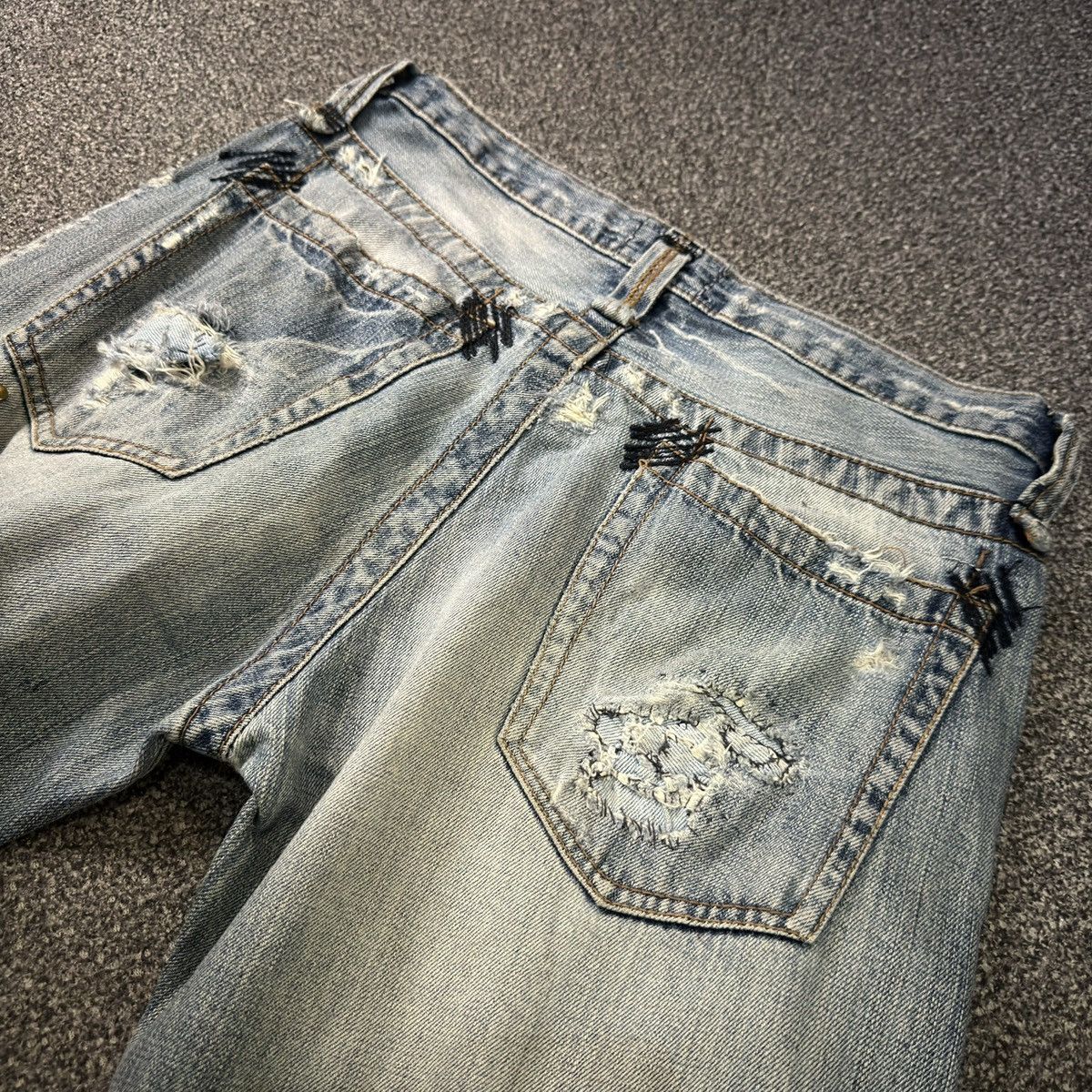 Tornado Mart Fudge Studded Stone Destroyed Jeans Denim Hysteric Y2k Style Size US 34 / EU 50 - 8 Thumbnail
