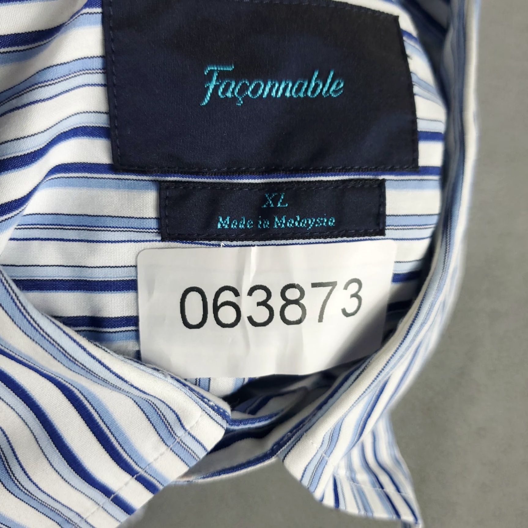 Faconnable Façonnable Blue Striped Button-Up Shirt Men’s XL Casual Short Sleeve Modern Preppy Size US XL / EU 56 / 4 - 6 Thumbnail