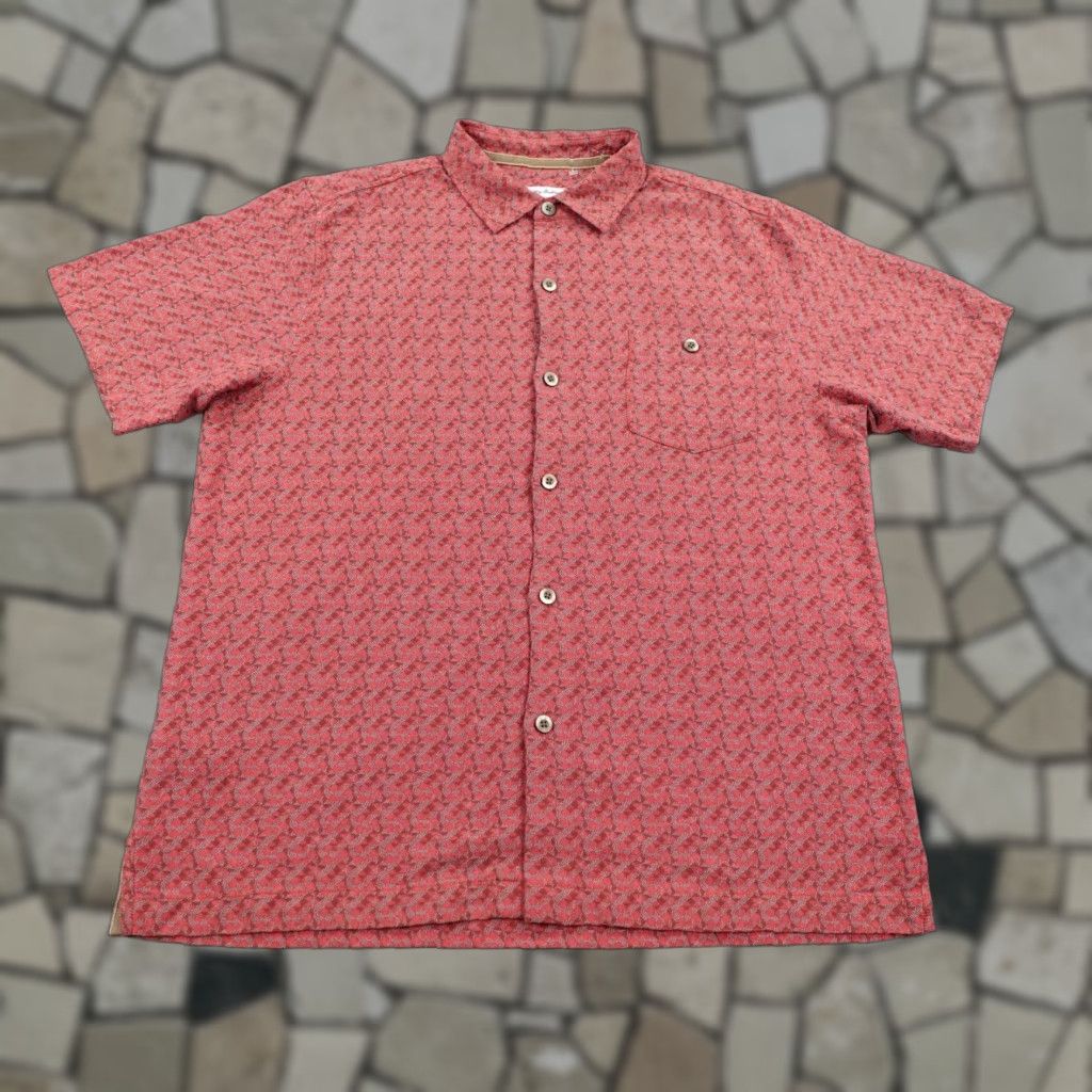 Tommy Bahama Tommy Bahama Shirt Mens Large Red Abstract Silk Blend Hawaiian Aloha Camp Button-Up Short Sleeve Geometric Beach Mens Size US L / EU 52-54 / 3 - 1 Thumbnail