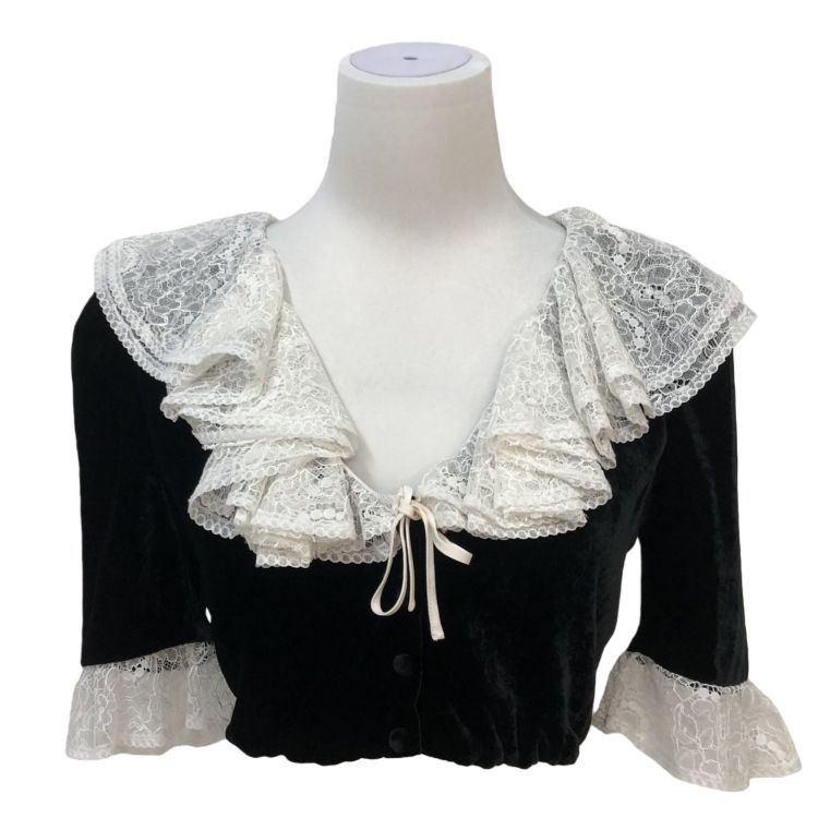 Miu Miu Miu Miu Lace Collar Velvet Blouse Size 38 Size XS / US 0-2 / IT 36-38 - 1 Thumbnail