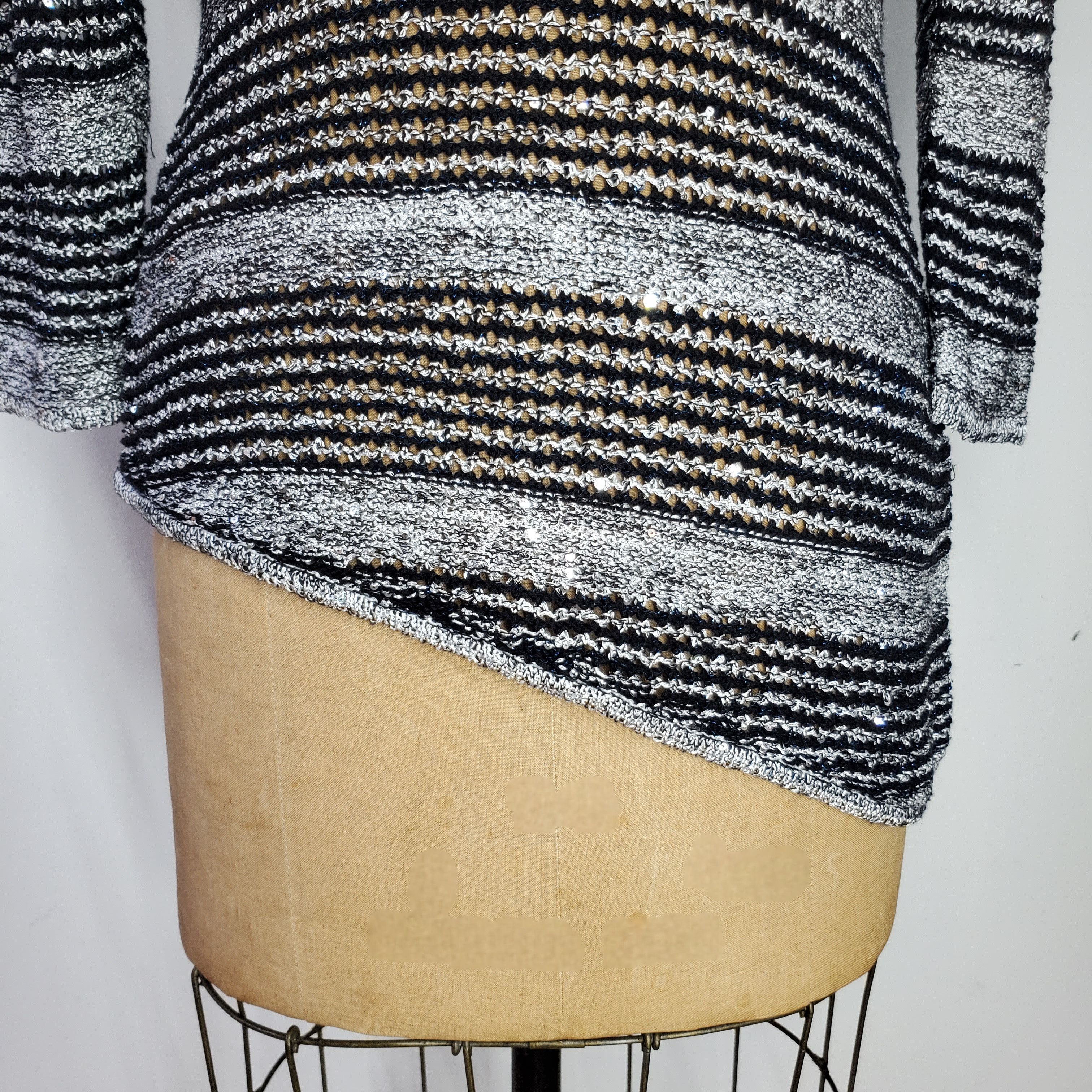 I.N.C INC International Size S Knit Sweater Striped Silver Black Size S / US 4 / IT 40 - 5 Thumbnail