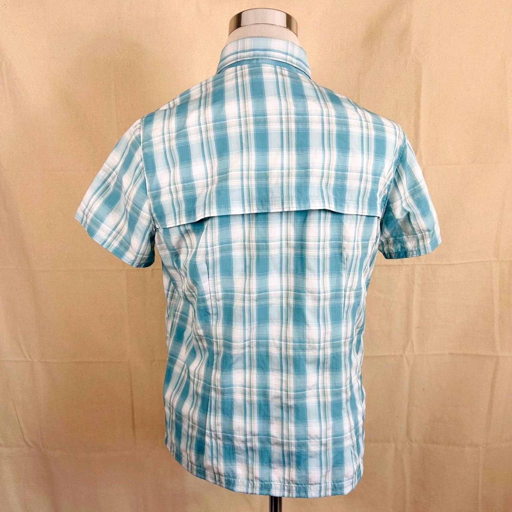 Vintage L.L. Bean Women's Teal Plaid Button Up Shirt Large Regular Fit Hiking Top Size L / US 10 / IT 46 - 5 Thumbnail