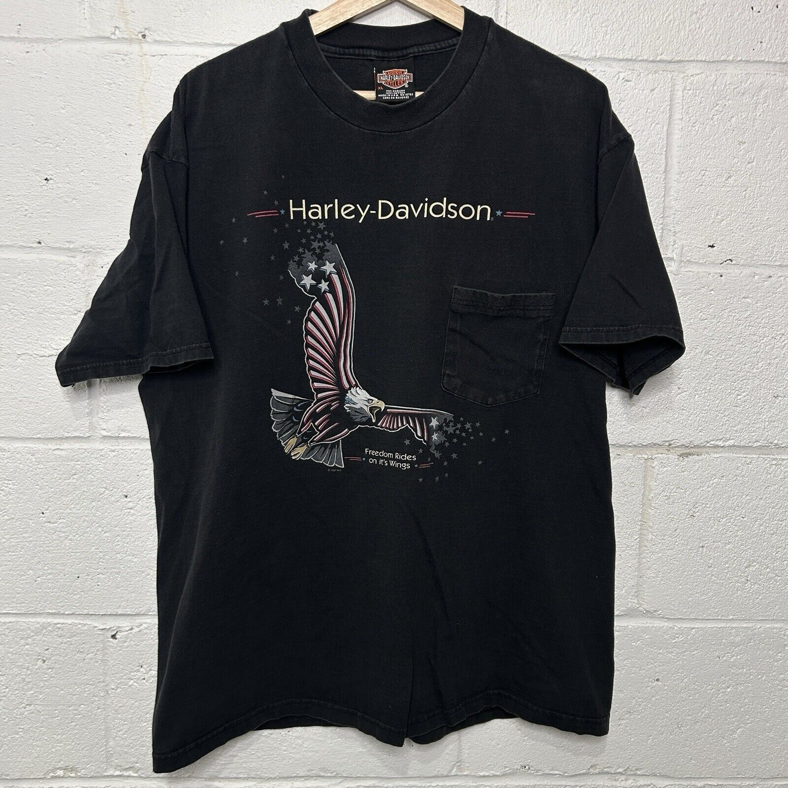 Harley Davidson Vintage 1997 Harley Davidson Eagle Pocket Tee Size US XL / EU 56 / 4 - 1 Thumbnail