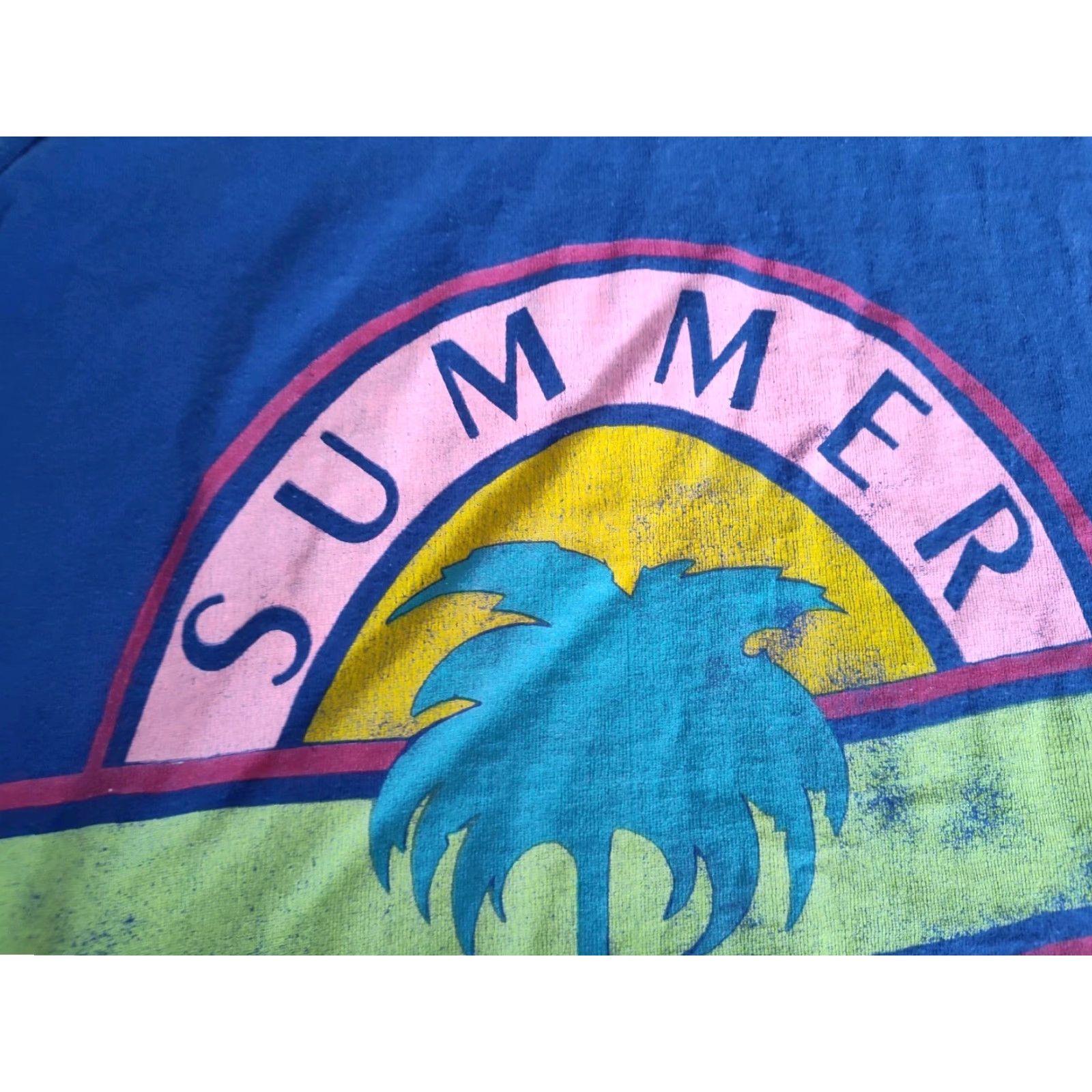 Fruit Of The Loom VINTAGE Fruit of the Loom Graphic Print Summer League Tank Top 80s Blue XL Mens Size US XL / EU 56 / 4 - 4 Thumbnail