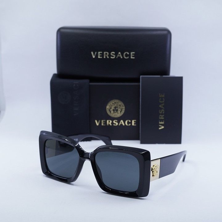 Versace Versace VE4467U GB1/87 Sunglasses Black Square Frame Size ONE SIZE - 1 Thumbnail