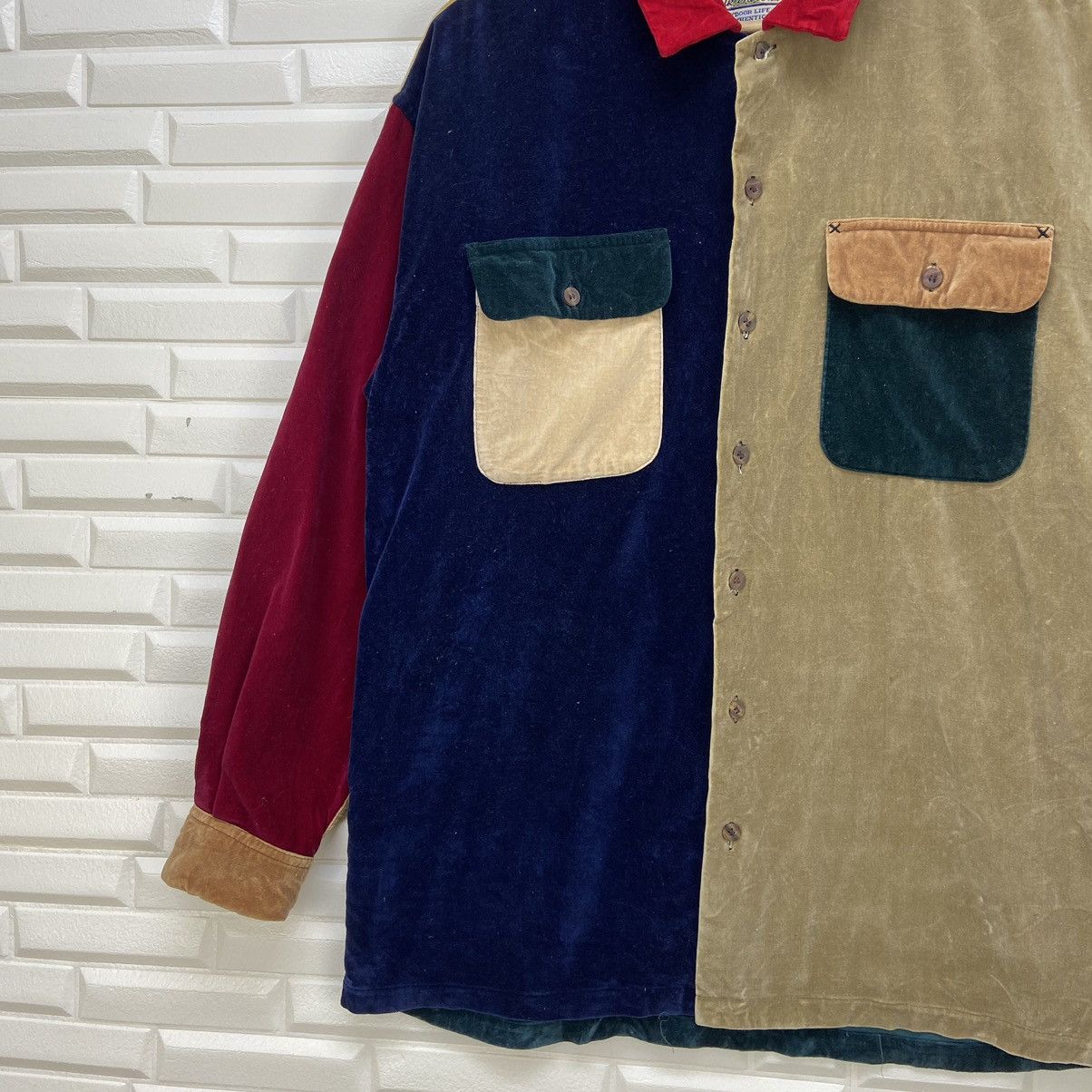 Japanese Brand Japanese Brand Velvet Color Block Loose Shirt Size US S / EU 44-46 / 1 - 6 Thumbnail