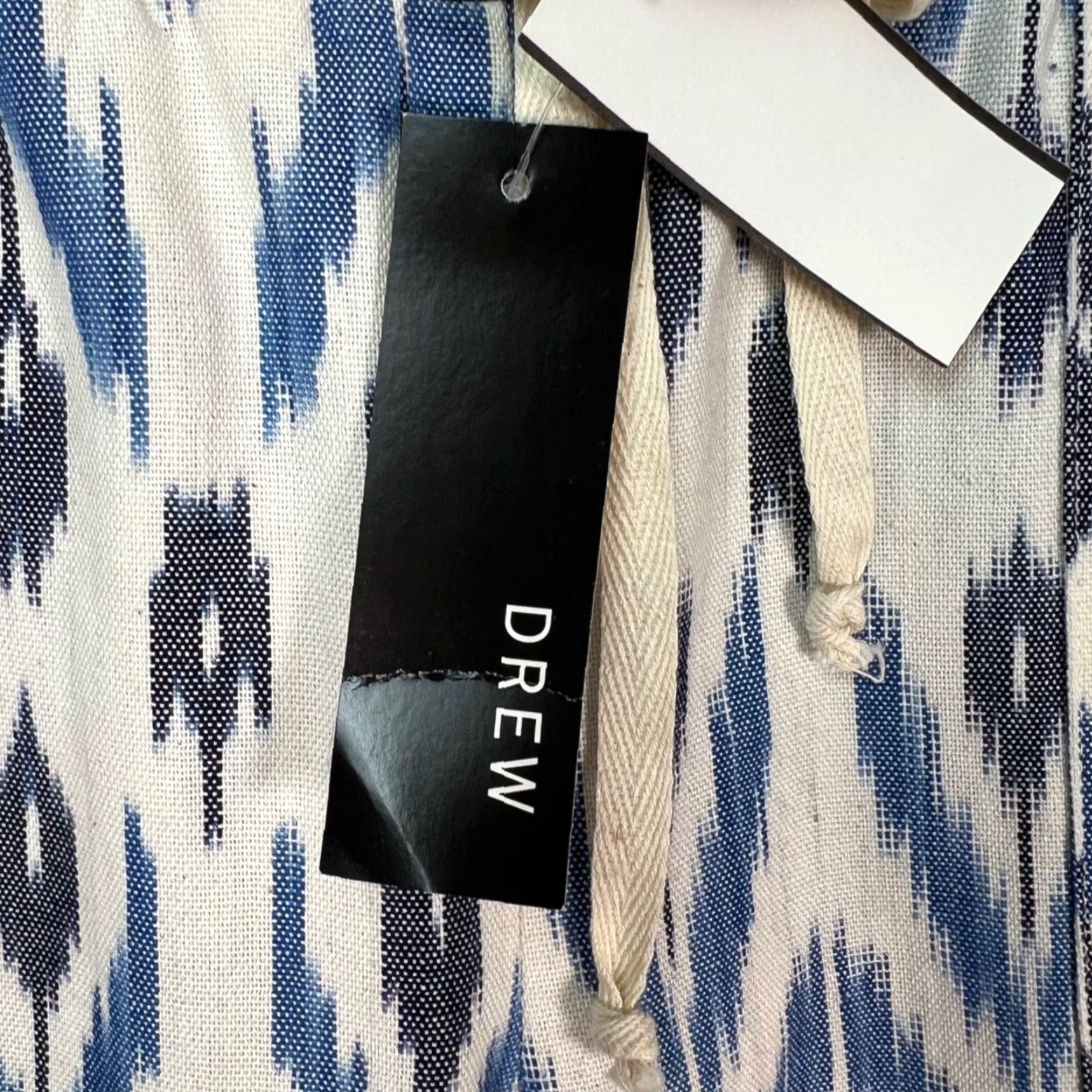 Drew Drew Womens Size Small Blue White Ikat Print Cotton Cropped Straight Pants NEW! Size 28" / US 6 / IT 42 - 5 Thumbnail