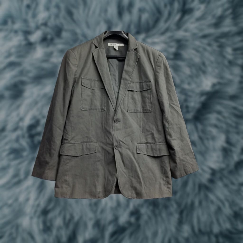 Kenneth Cole Kenneth Cole Blazer Men's Linen Blend Jacket Gray 42 Large Regular Figure 2 Piece Sports Coat Jacket Business Casual Wedding Size 42R - 1 Thumbnail