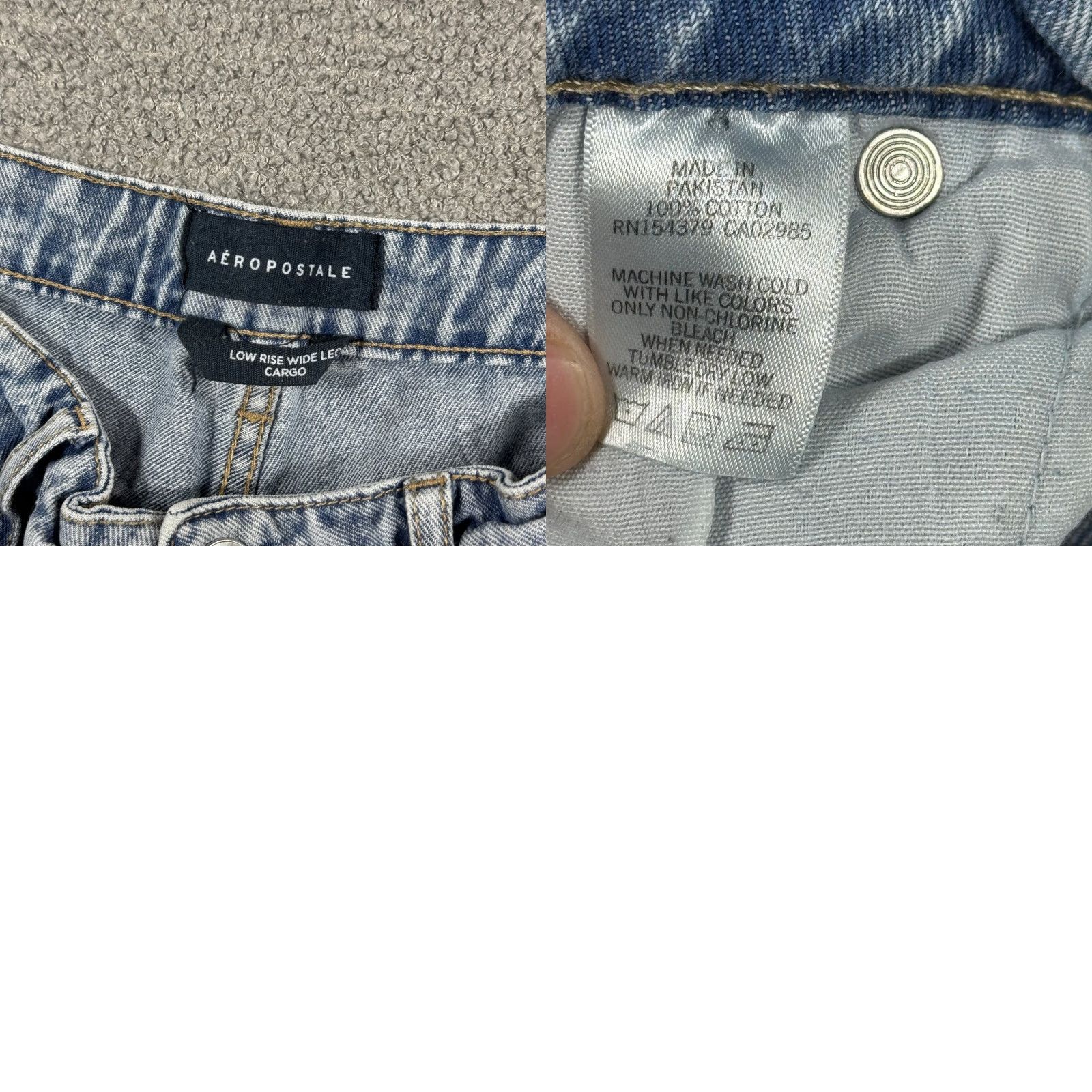 AeroPostale Jeans Women 28 Blue Acid Wash Low Rise Wide Leg Cargo Whiskered Jeans Women 28 Blue Acid Wash Low Rise Wide-Leg Cargo Whiskered