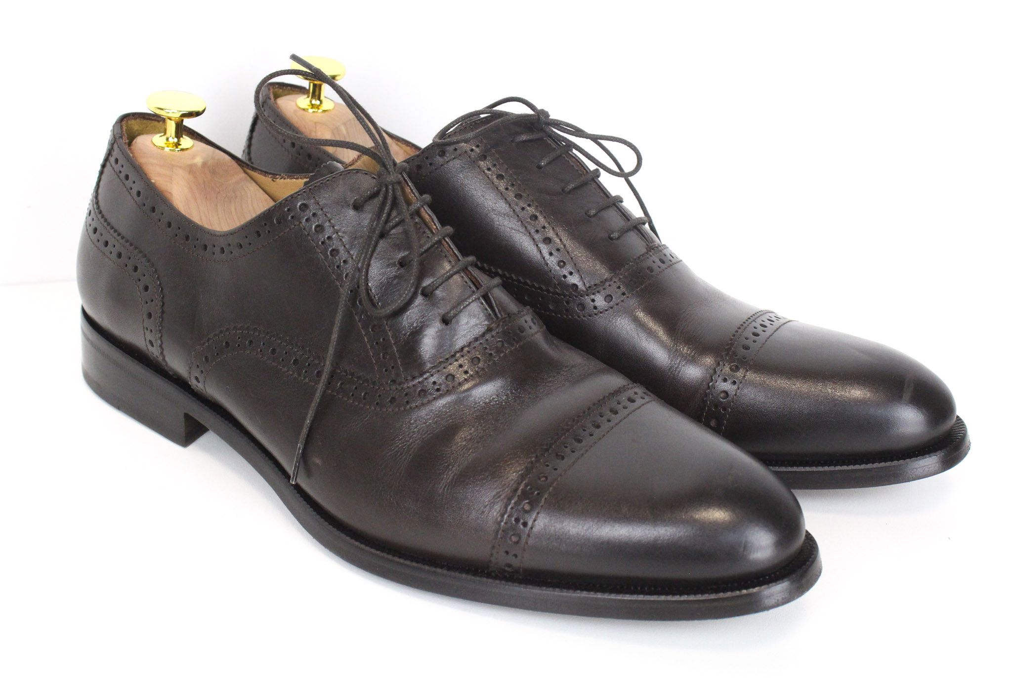 Suitsupply Eu43.5 Dark Brown Leather Laced Low-Top 72108 Shoes, Men's (Size 10.5)