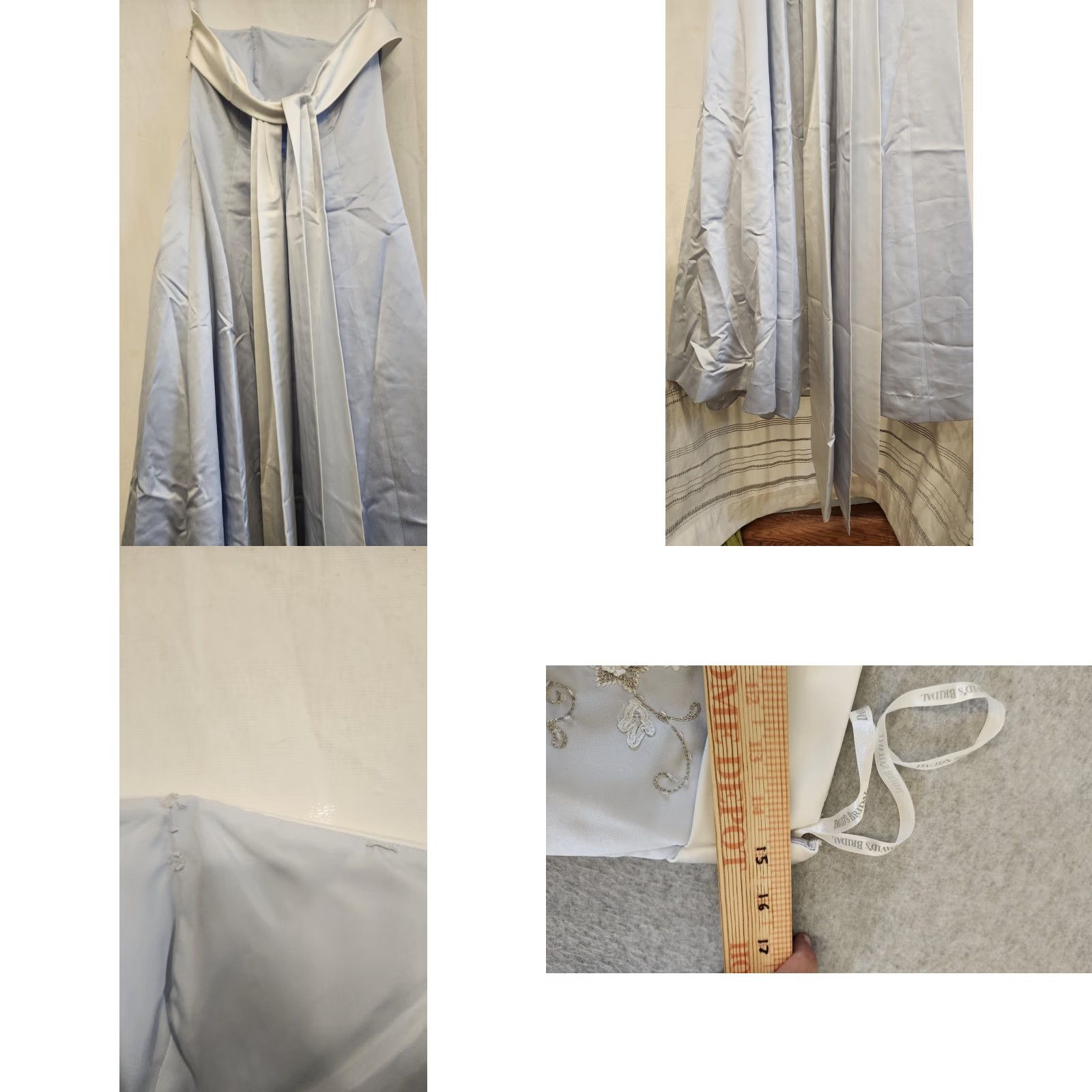 Vintage David's Bridal Princess Dress Wmn 6 Blue Strapless Gown Embroidered Prom Formal Size M / US 6-8 / IT 42-44 - 8 Thumbnail