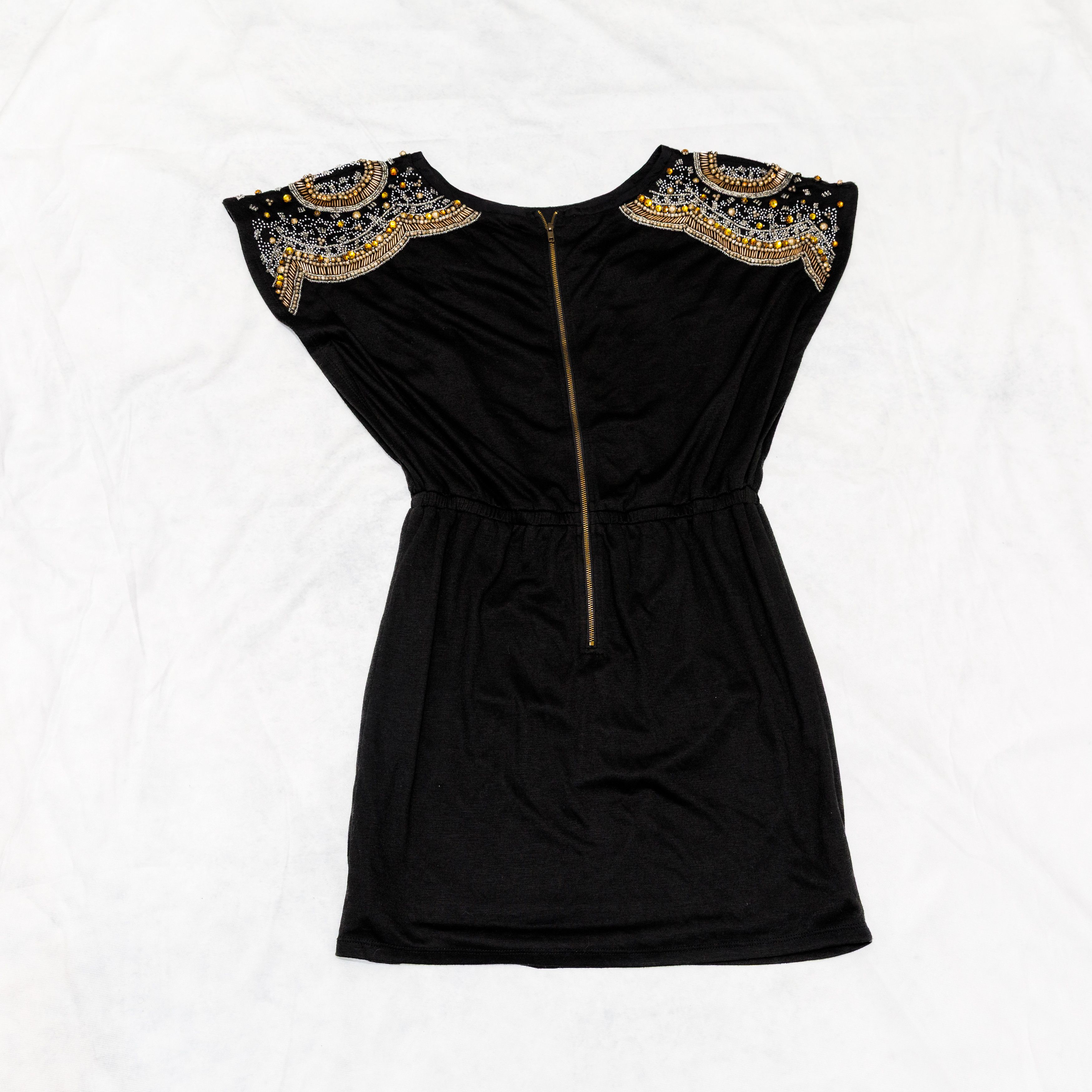 Other Isabel Lu Wool Studded Beaded Rhinestone Mini Black Dress Size S / US 4 / IT 40 - 1 Thumbnail