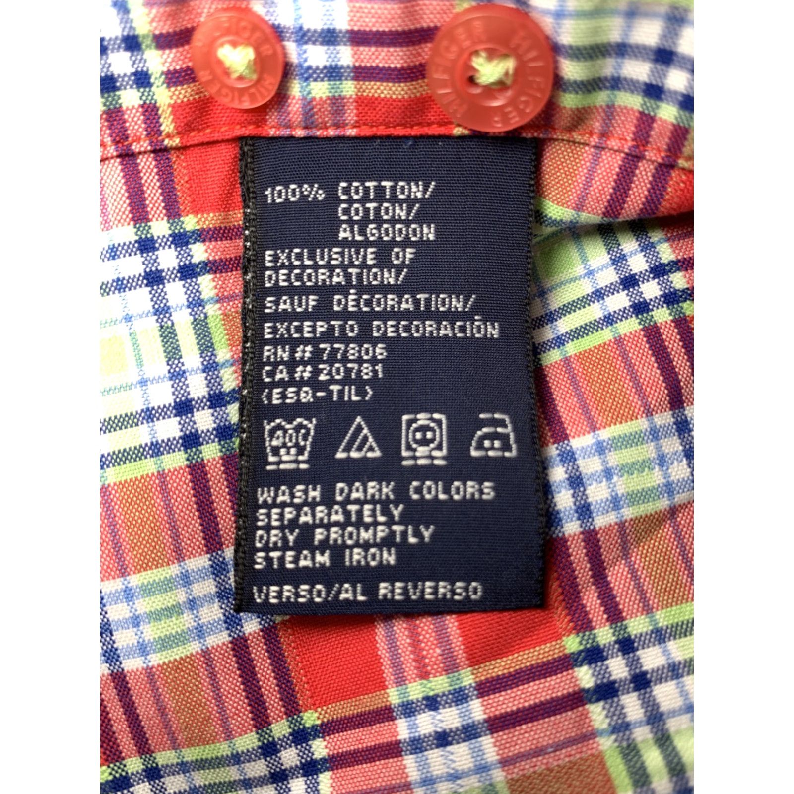 Tommy Hilfiger Tommy Hilfiger Shirt XL Short Sleeve Red Plaid Cotton Button-Up Adult Mens Size US XL / EU 56 / 4 - 4 Thumbnail