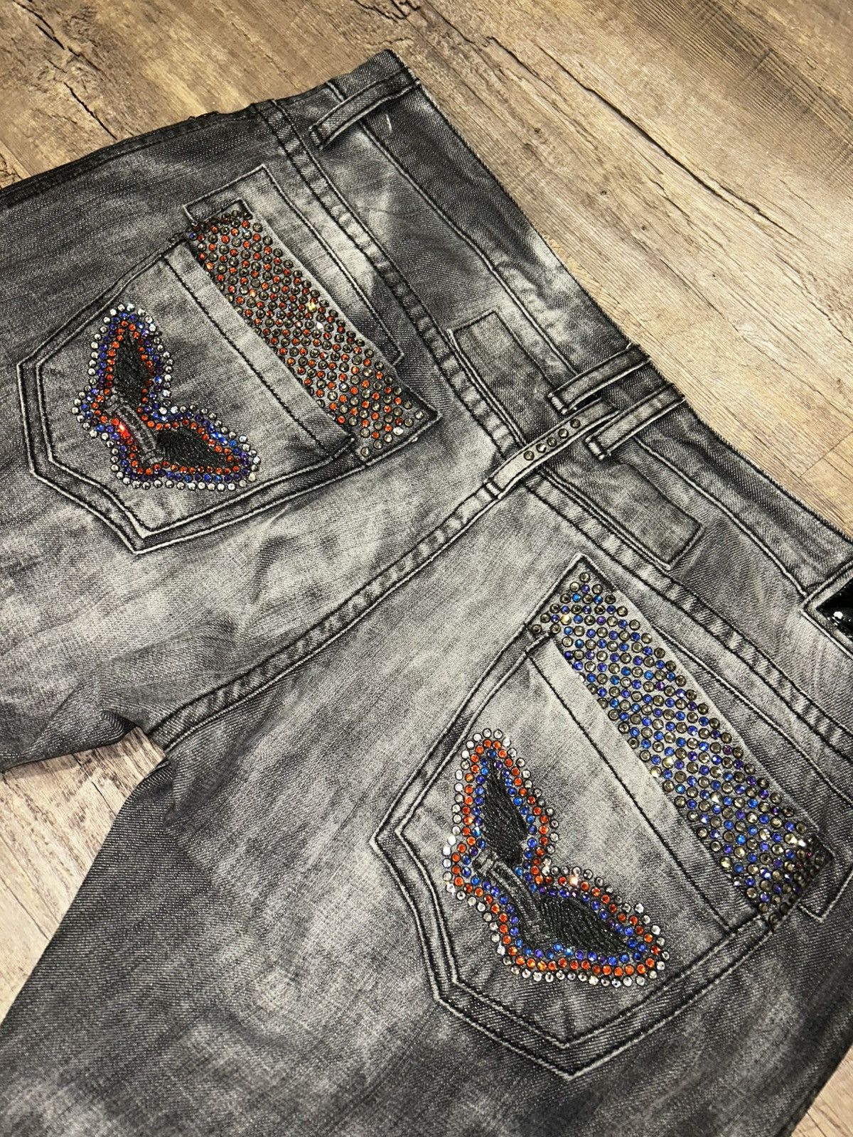 Robins Jeans 🔥 Cherokee Wash Straight Jeans with Custom Crystals 🔥 Size US 40 / EU 56 - 2 Thumbnail