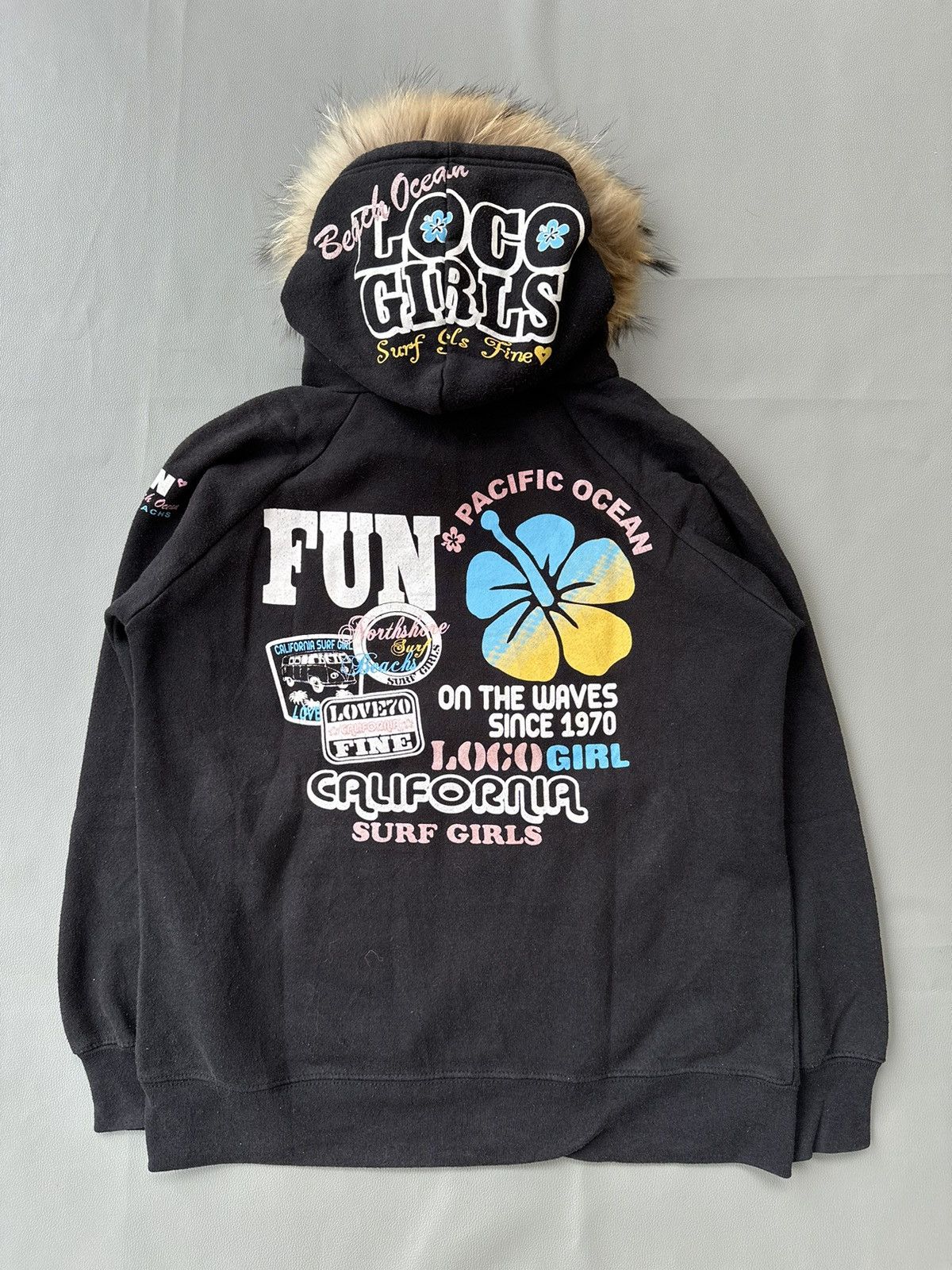 Hysteric Glamour BLACK FADED SURF POEM LOCO GIRLS FUR HOODIE Size M / US 6-8 / IT 42-44 - 2 Thumbnail