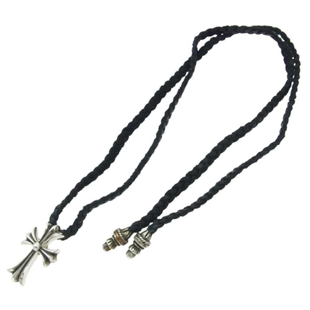 Chrome Hearts CHROME HEARTS SMALL CROSS PENDANT LEATHER BRAID NECKLACE Size ONE SIZE - 6 Thumbnail
