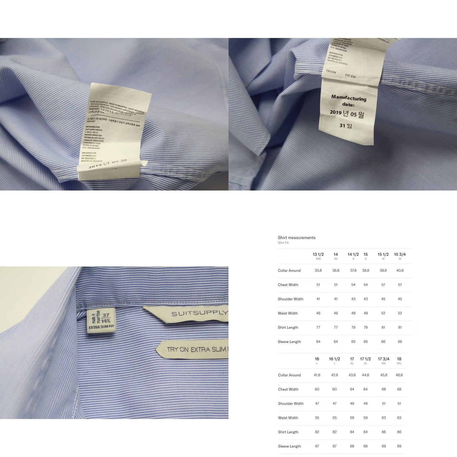 Suitsupply SUITSUPPLY Extra Slim Fit Formal Shirt Men's 37 / 14 1/2 Pinstriped Blue Size 36R - 8 Thumbnail