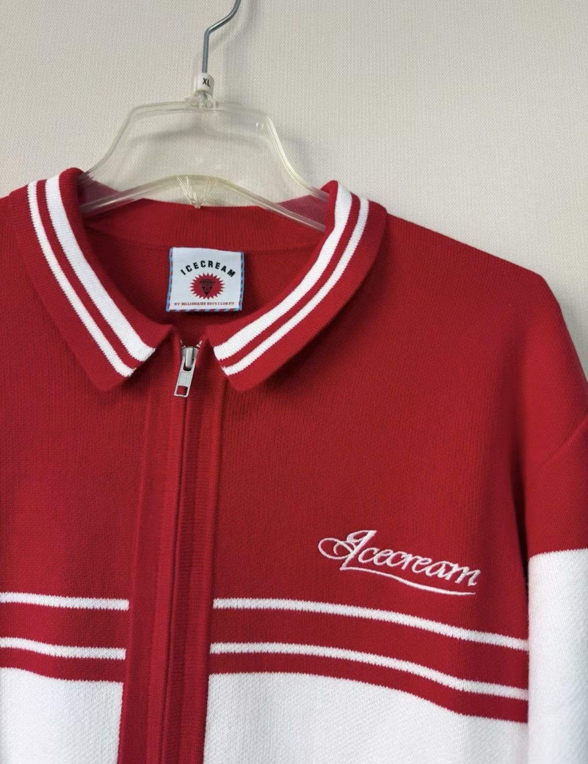 Billionaire Boys Club Billionaire Boys Club Red & White Color-Block Knit Cardigan Size US M / EU 48-50 / 2 - 5 Thumbnail