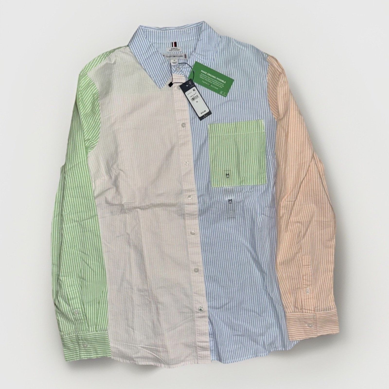 Tommy Hilfiger × Vintage Tommy Hilfiger Patchwork Stripe Oxford Shirt M Long Sleeve Size US M / EU 48-50 / 2 - 1 Thumbnail
