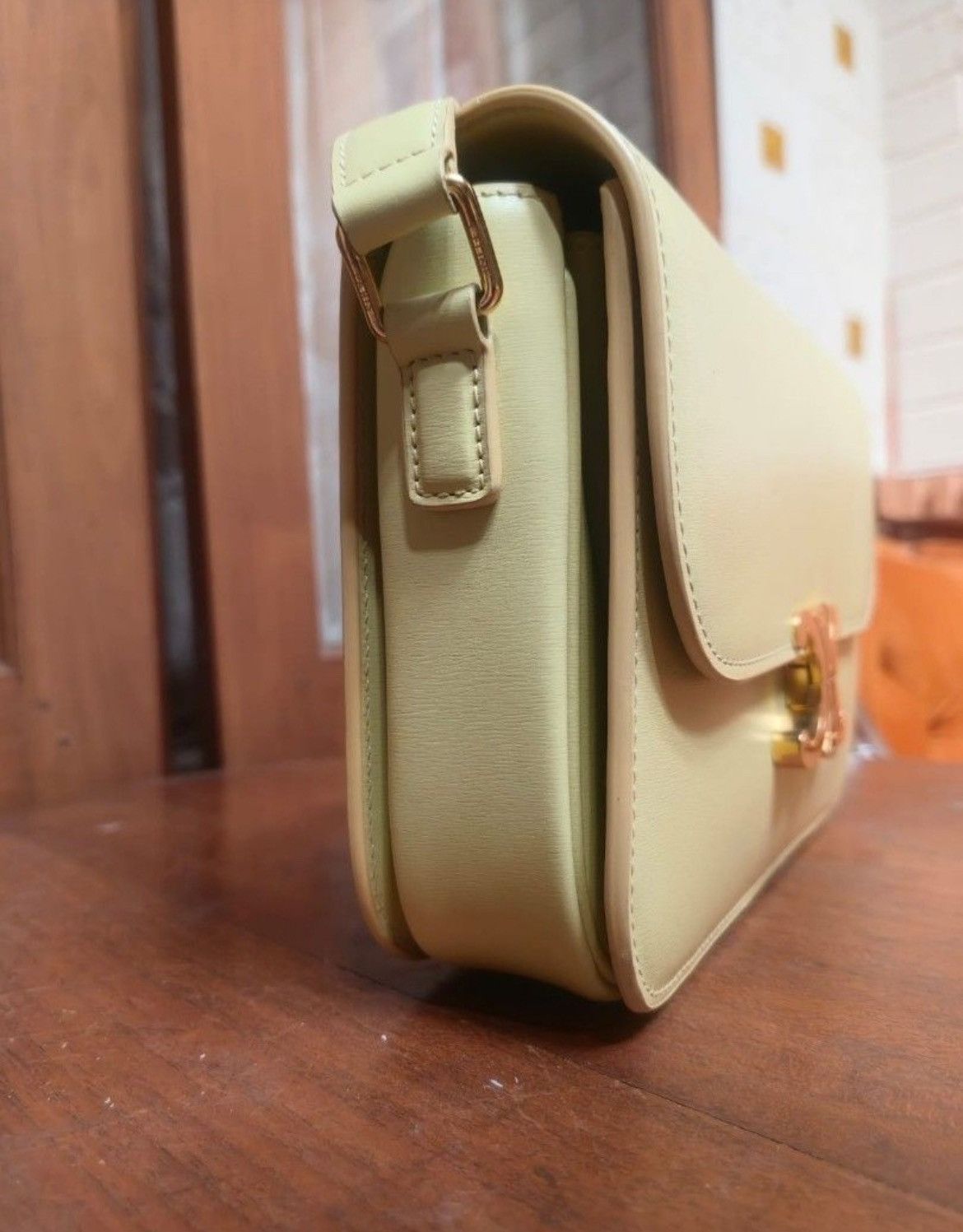 Celine Celine Triomphe bag in Shiny Light Yellow (Limestone) Size ONE SIZE - 3 Thumbnail