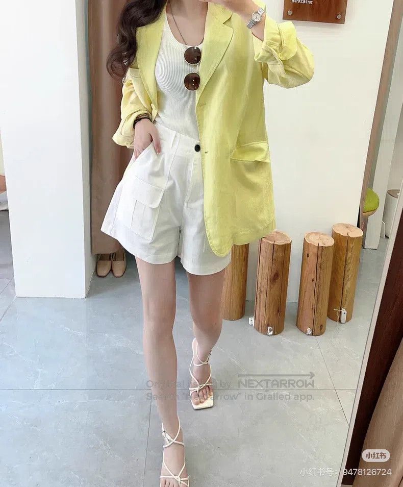 Hermes Hermes Light green apple green thin blazer top Size 50R - 7 Thumbnail