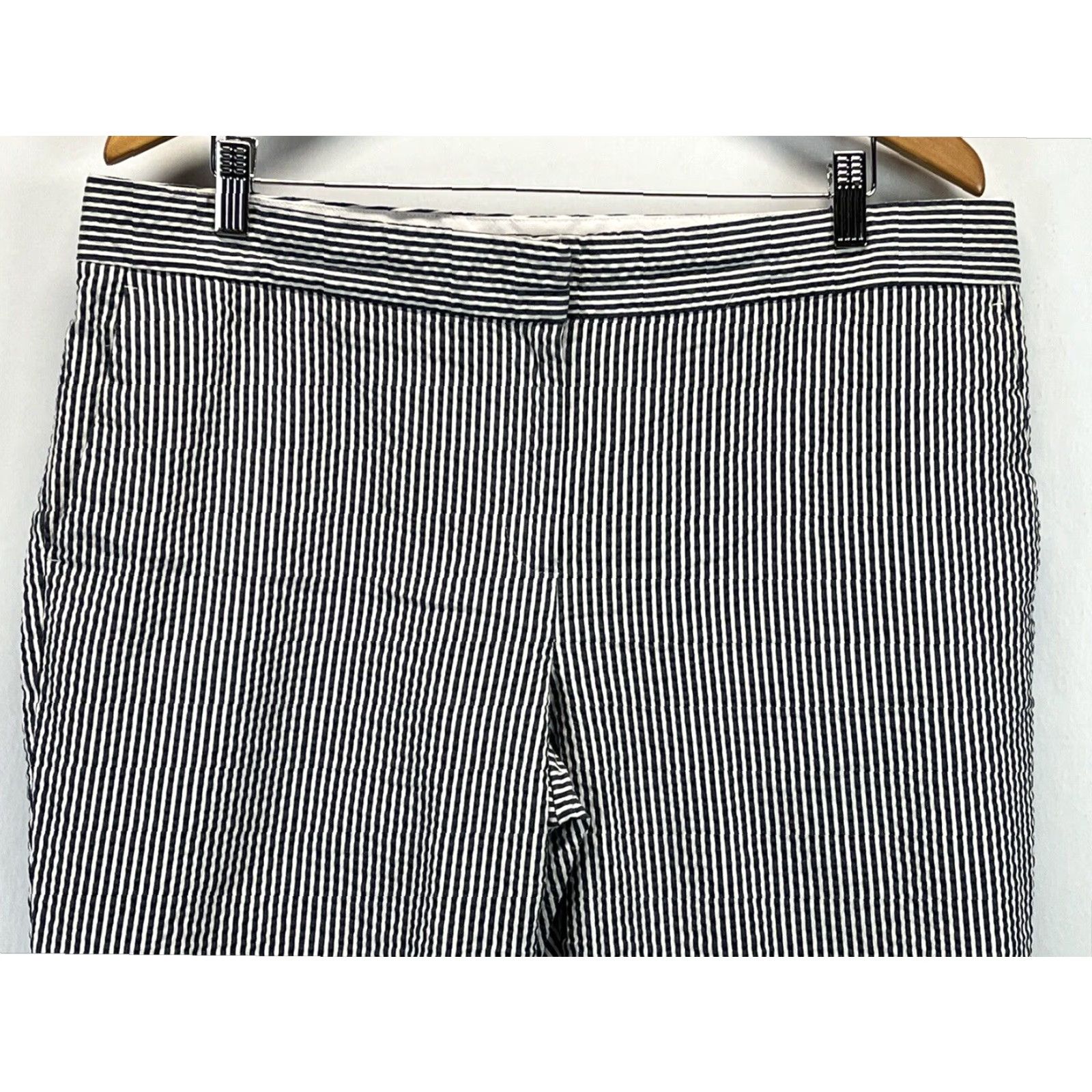 Ann Taylor Ann Taylor Cropped Seersucker Pants Blue White Striped Womens Size 14 Size 36" / US 14 / IT 50 - 2 Thumbnail