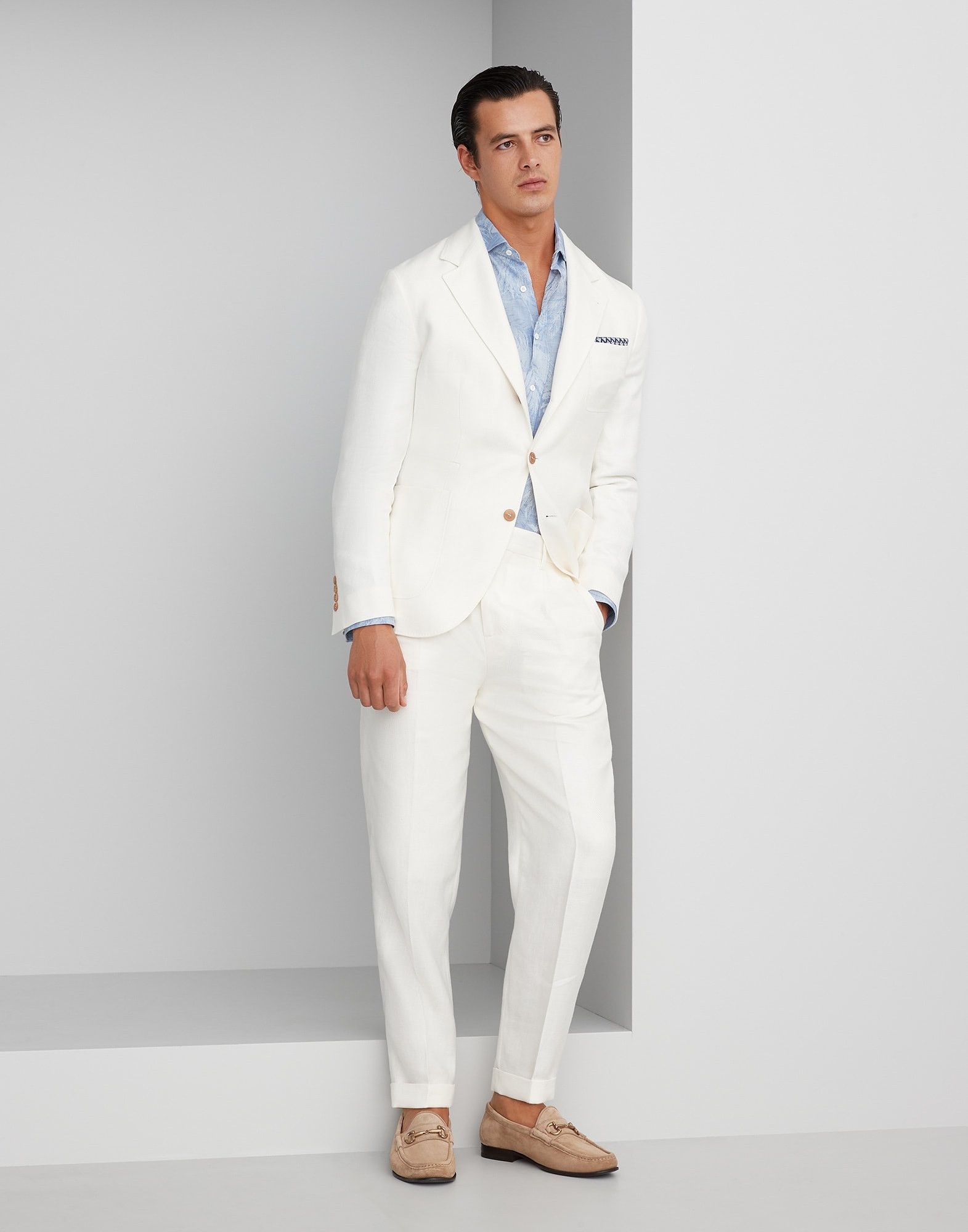 Brunello Cucinelli Suit in Open White Size US S / EU 44-46 / 1 - 1 Thumbnail
