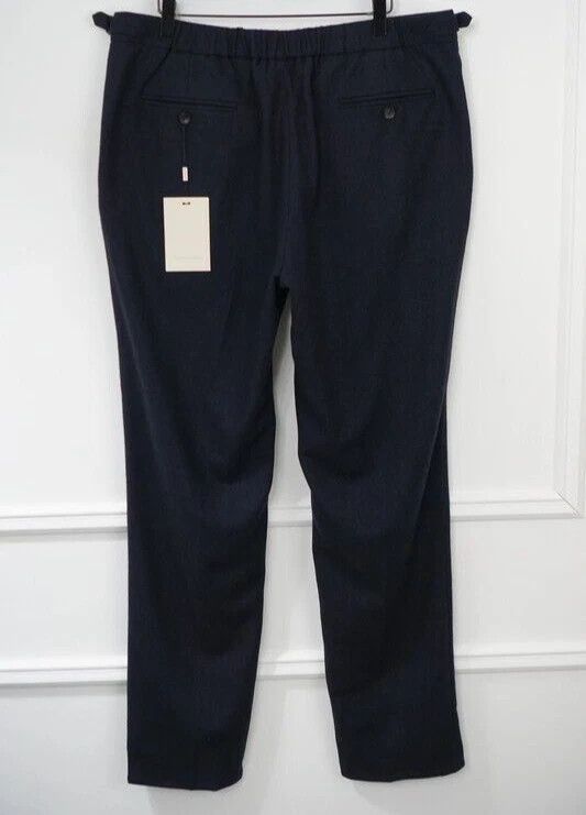 Suitsupply Men Suitsupply Ames Pleat SA Trousers Flannel Navy Blue U40L Size 40L - 2 Thumbnail