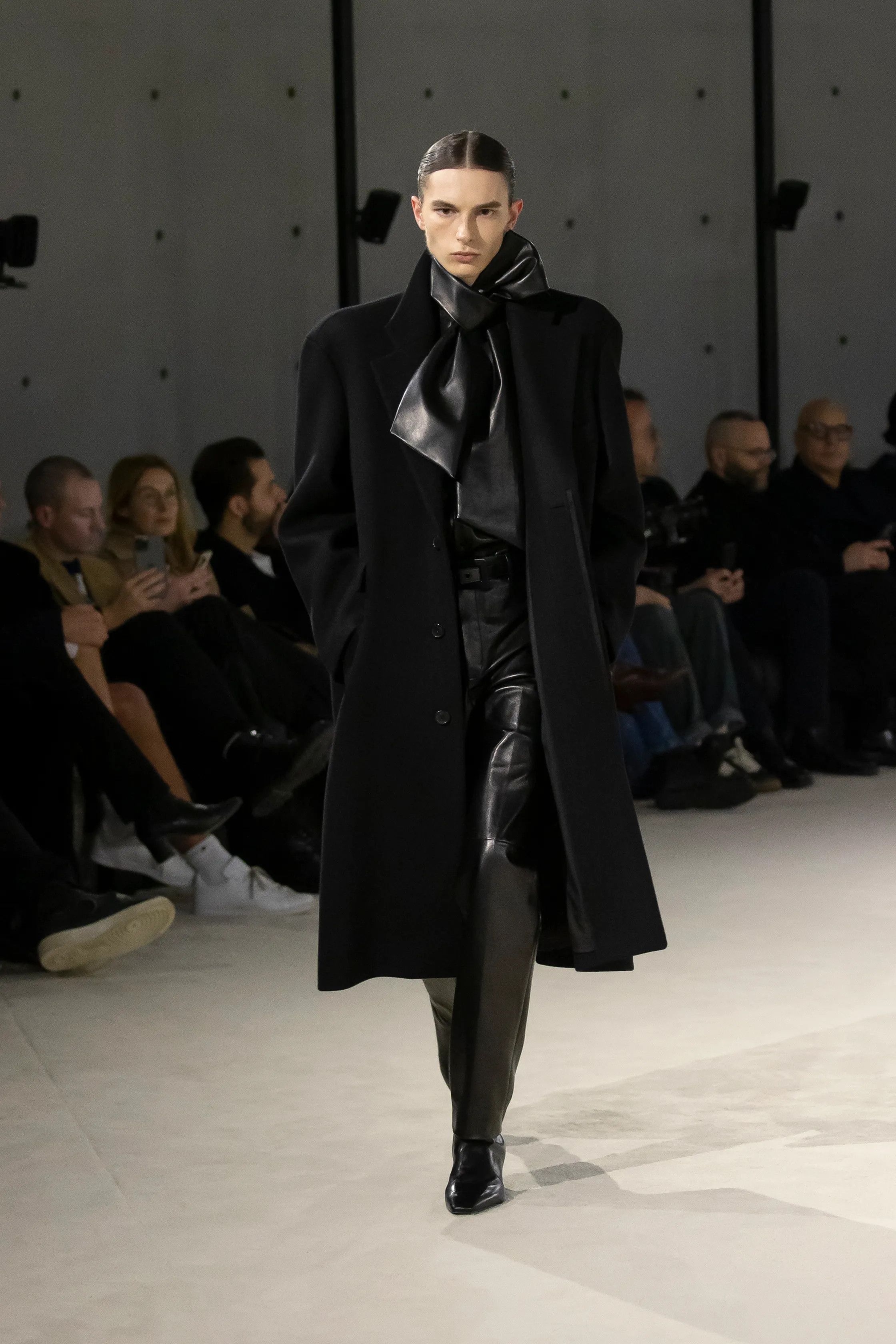 Saint Laurent Paris FW23 Saint Laurent Leather Lavalliere-Neck London Blouse Size US S / EU 44-46 / 1 - 1 Thumbnail