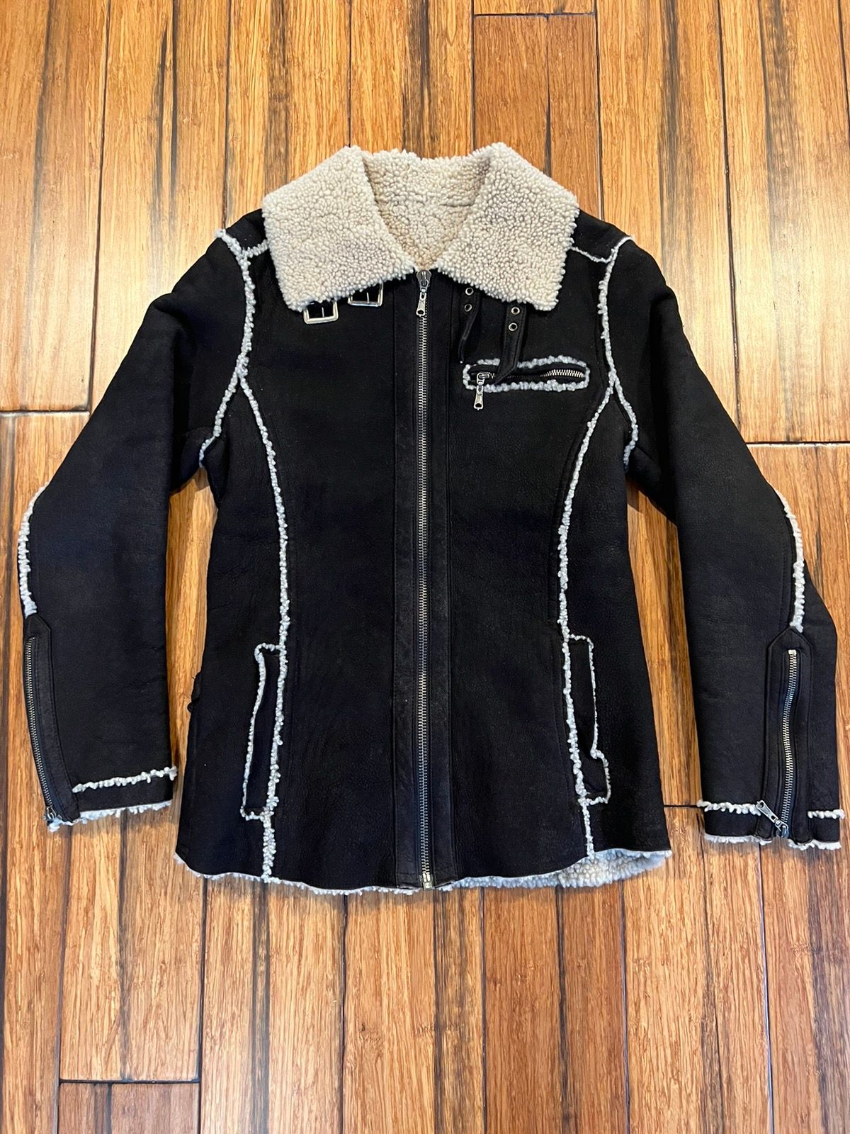 Pre-owned Yasuyuki Ishii Leather Sherpa Jacket In Black