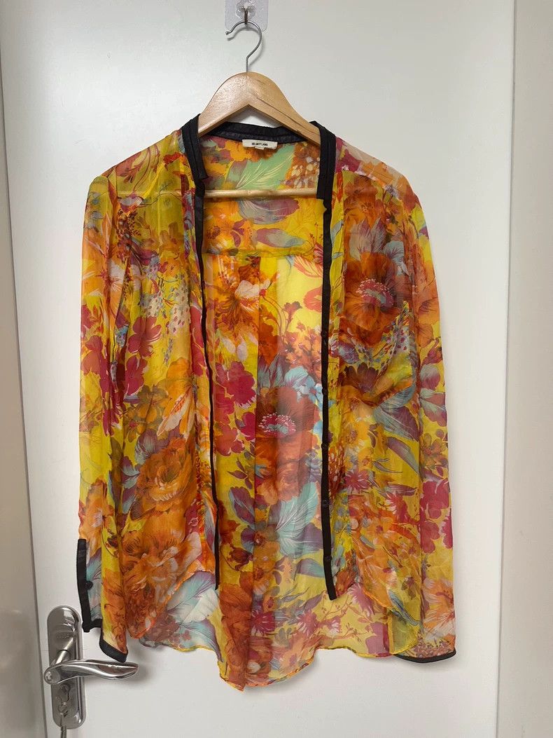 Helmut Lang HELMUT LANG Orange series peony printed mulberry silk open Size L / US 10 / IT 46 - 1 Thumbnail