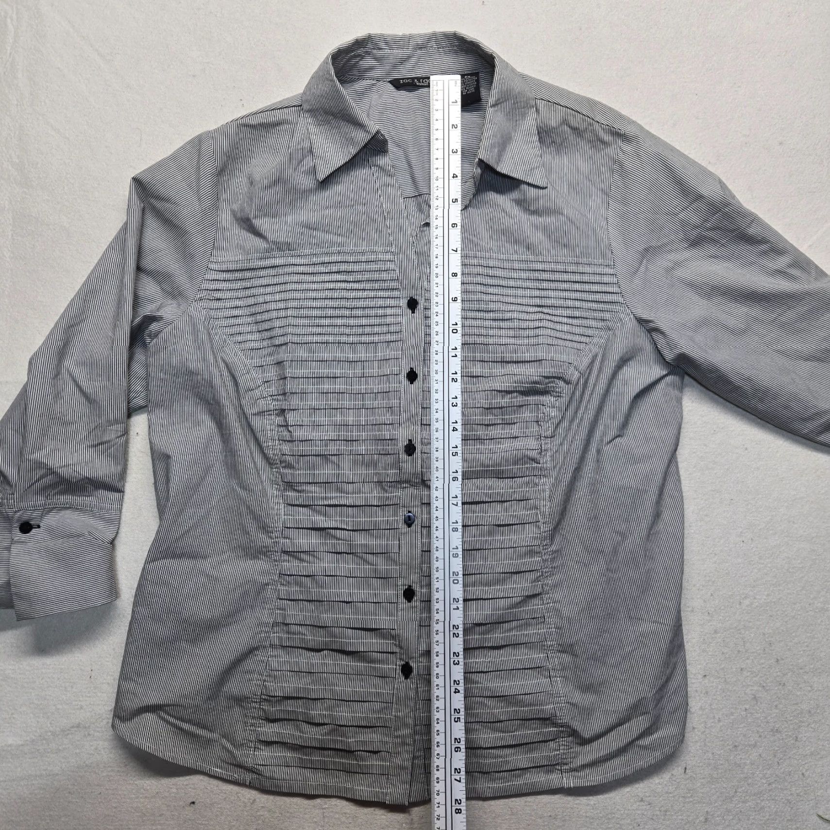 Vintage Zac & Rachel Shirt Button-Up Dress Gray 3/4 Sleeve Cotton Adult Women's Size 2X Size XXL / US 16-18 / IT 52-54 - 6 Thumbnail